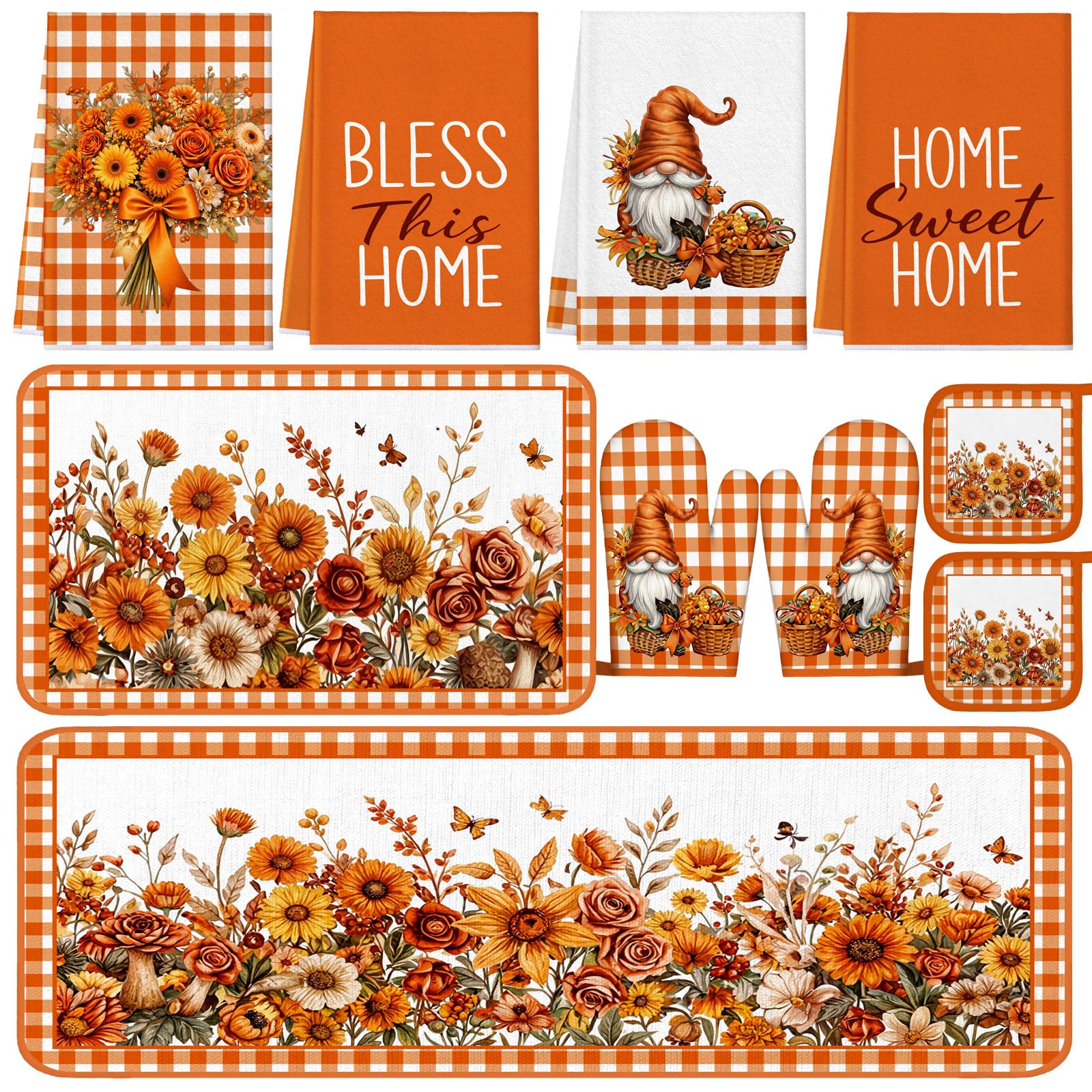 Fall Pumpkin Kitchen Decor Set - 10 Pcs -11