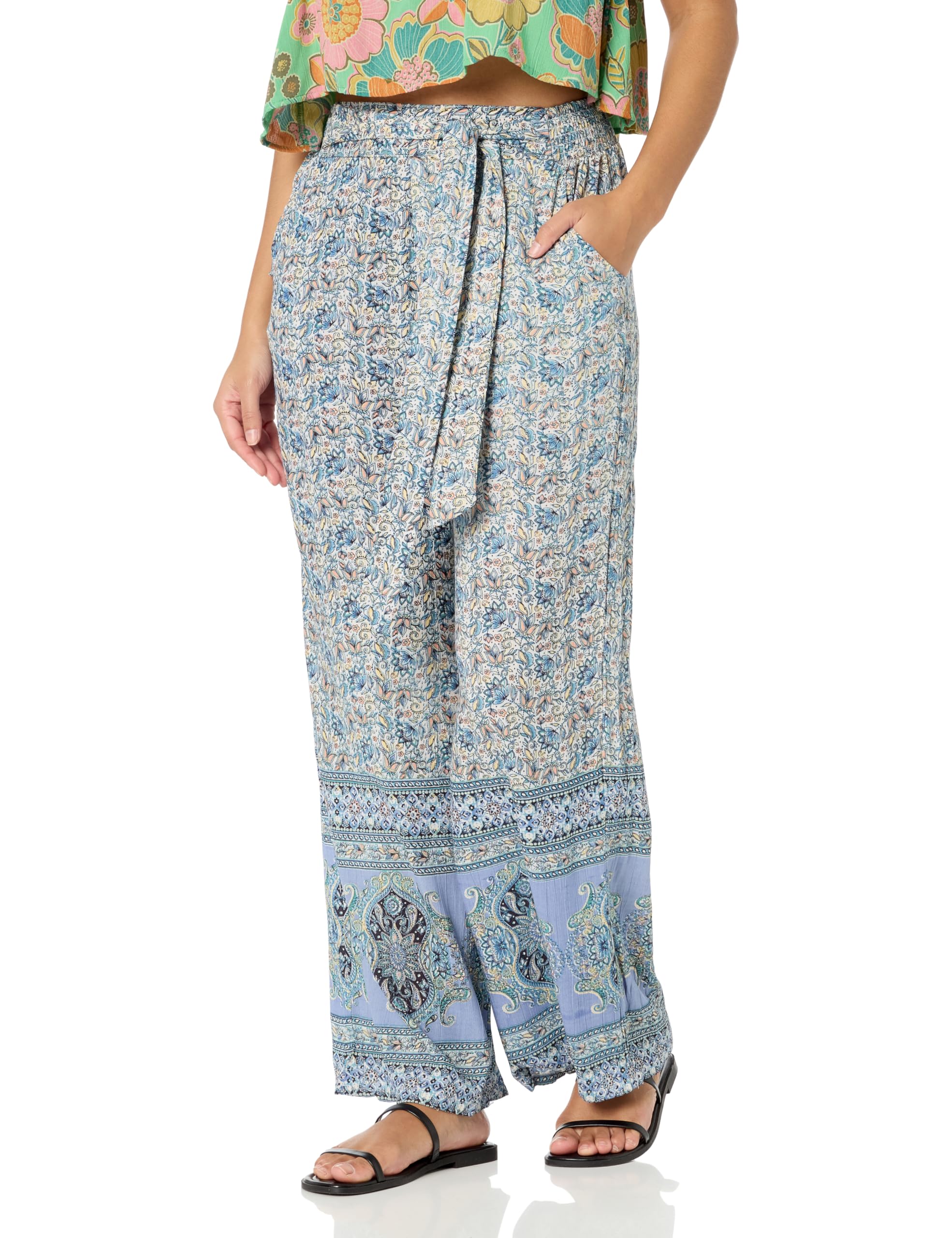 Angie Womens Angie Womens Wide Leg Pants with Self Tie