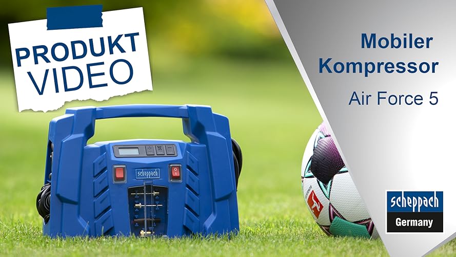 Bild 6 - Scheppach Kompressor Airforce 5 mit digitaler Anzeige | 12V / 230V Anschluss für KFZ/Auto | tragbarer Kofferkompressor | 8bar Arbeitsdruck | 150W | Ansaugleistung 36,5 l/min | inkl. Zubehör