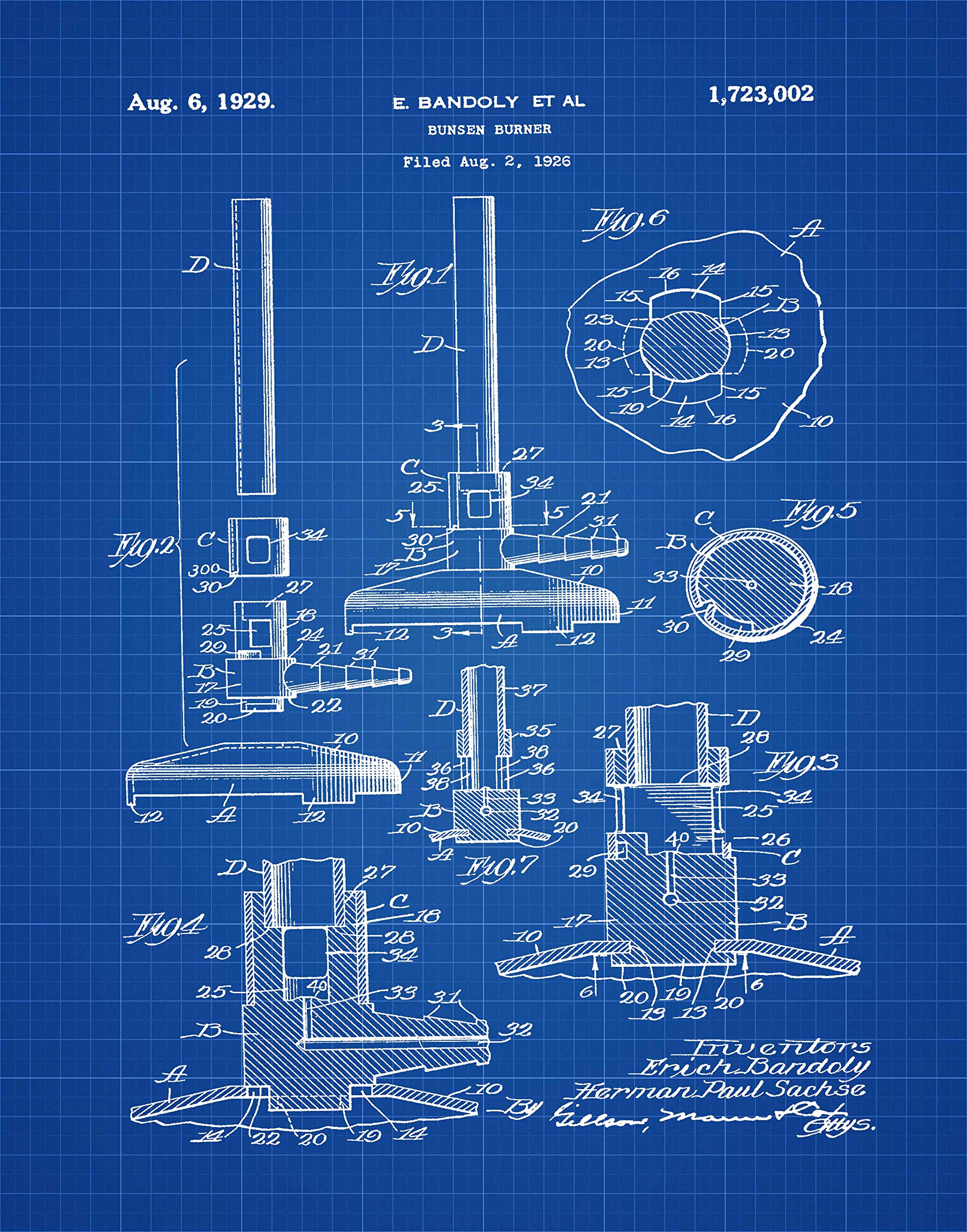 Science Posters Science Decor Laboratory Inventions Scientist Posters Scientist Prints Science Prints Scientific Inventions WB380-WB385 (21cm x 30cm, Blueprint)