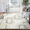 Abani Geometric BeigeCream Area Rug - 6x9 - Modern Linked Oval Design - Deco Collection - Easy to Clean - Durable for High Traffic Areas - Bedroom, Office & Kitchen - Medium Pile