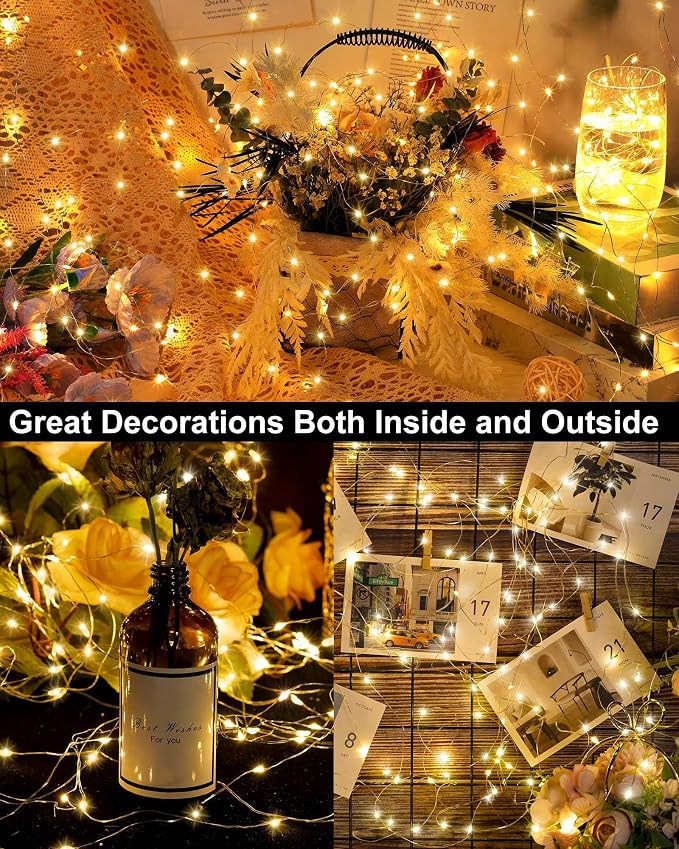 Luces solares decorativas LED 9 paquetes 351 pies 100 luces miniatura 4