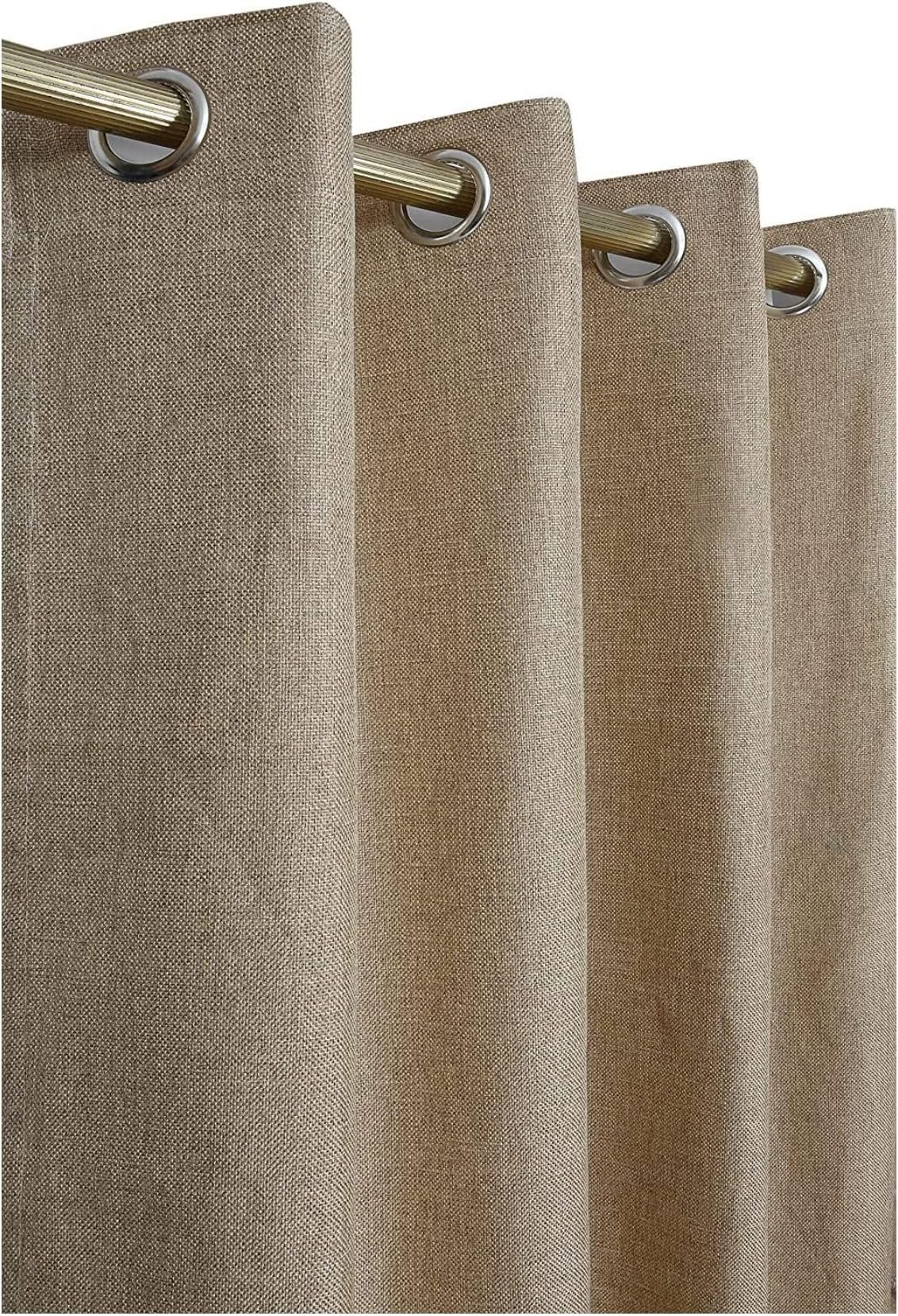 Prozone Heavy Jute Solid Eyelet Curtains | 60% Blackout Plain Grommet Curtain | Premium Curtain for Bedroom Living Room Kids Room Dining Room Office Hall Decor (Beige, 7ft & 1Pcs)