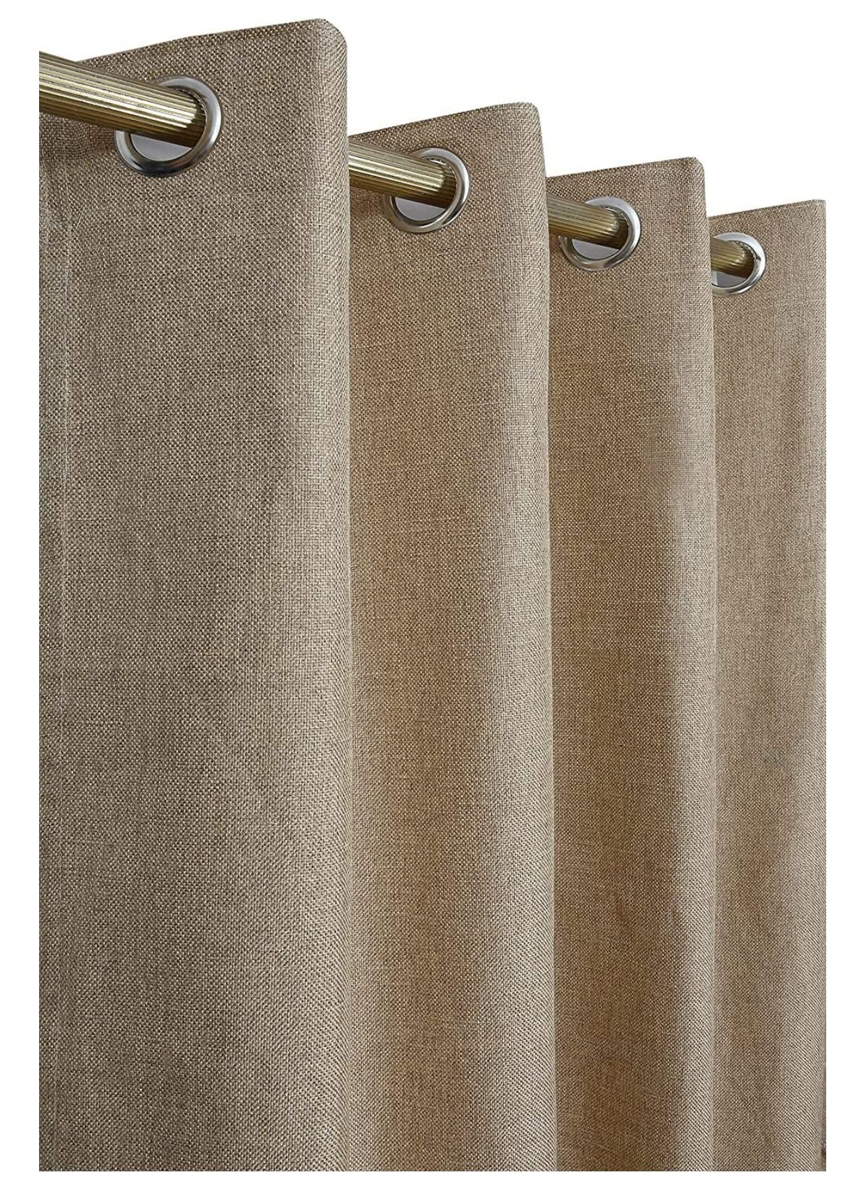 Prozone Heavy Jute Solid Eyelet Curtains | 60% Blackout Plain Grommet Curtain | Premium Curtain for Bedroom Living Room Kids Room Dining Room Office Hall Decor (Beige, 5ft & 1Pcs)-image-15