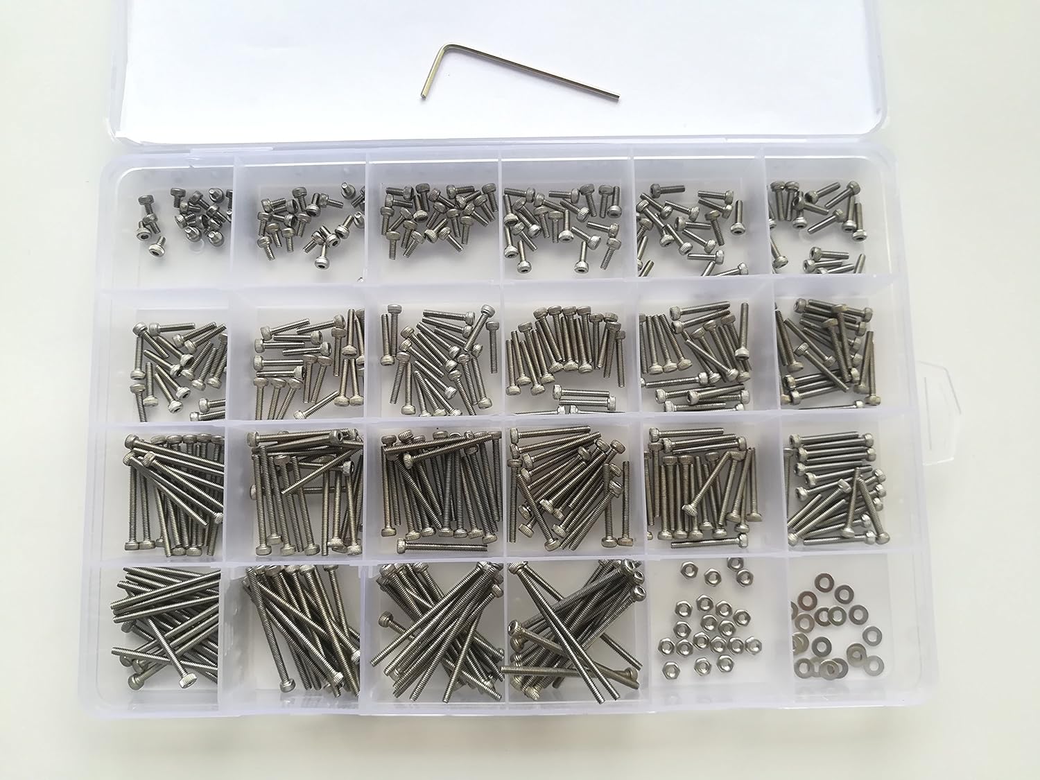 480pcs M2 Allen Screws Screwdriver Nuts Washers Knurled Head Screw