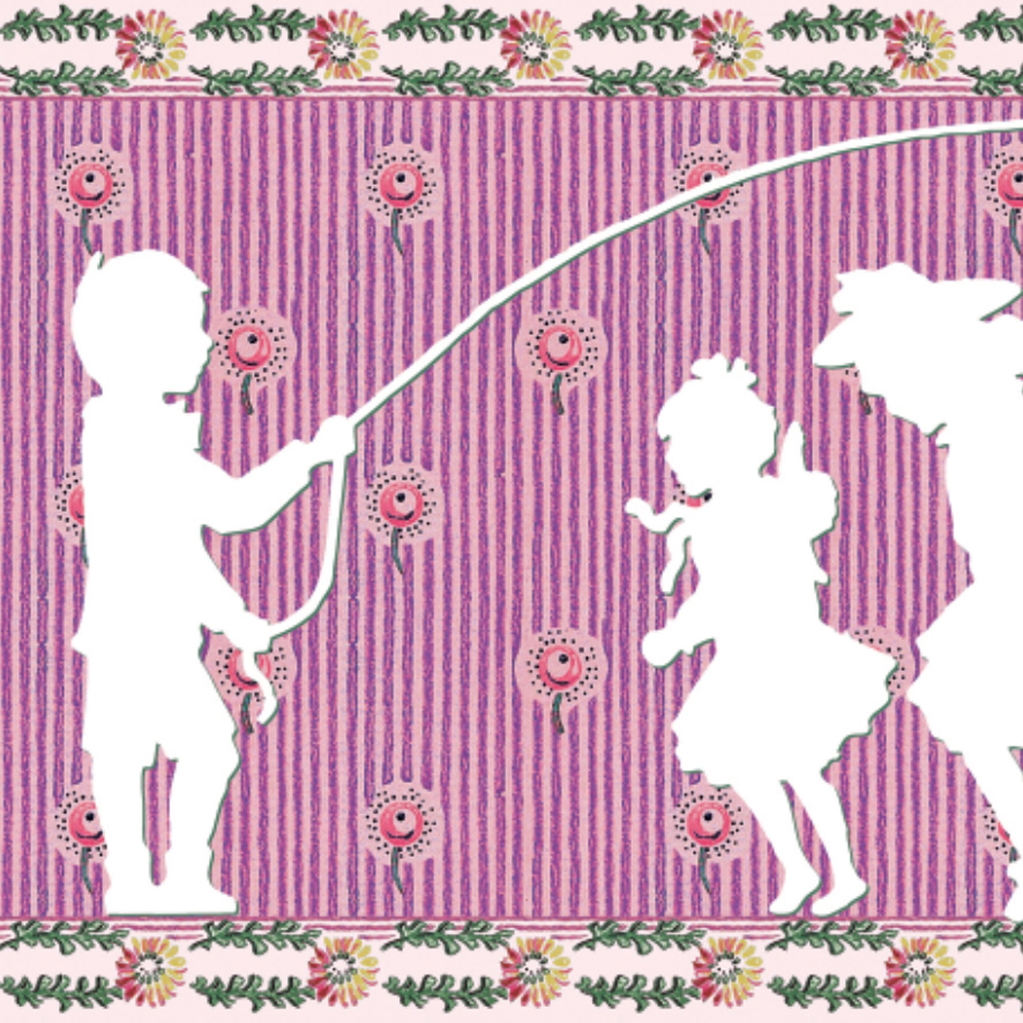 3er Set GMM Mädchen Bordüre, Tapetenborte - klassische Kinderzimmer Tapeten Borte mit Scherenschnitten in rosa, 3x5m, ideal zum Einzug, Umzug, Renovierung um Zimmer, Küche, Gänge, WC aufzupeppen