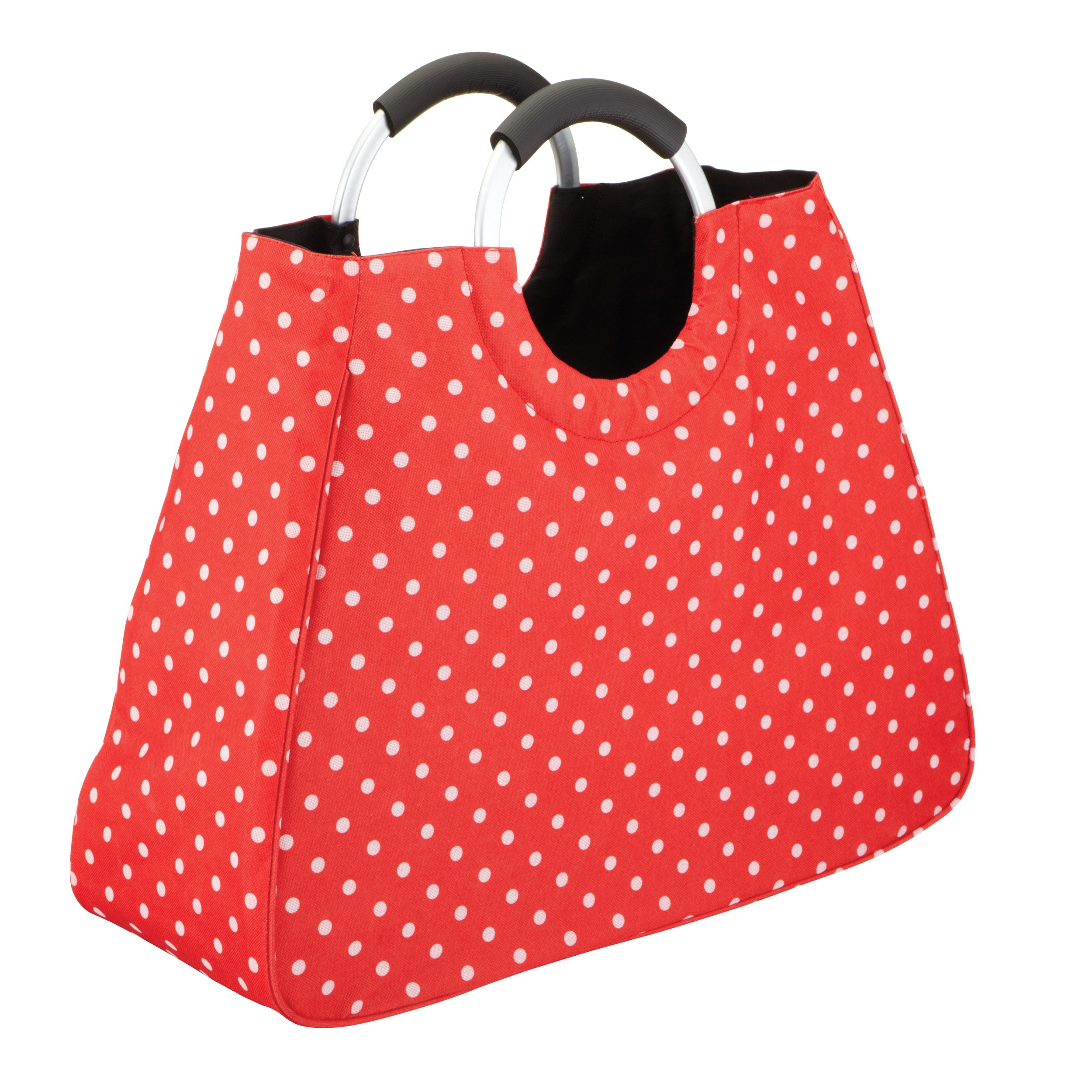 KitchenCraft Reusable Shopping Bag, Fabric, Polka Dot, Red, 17 L