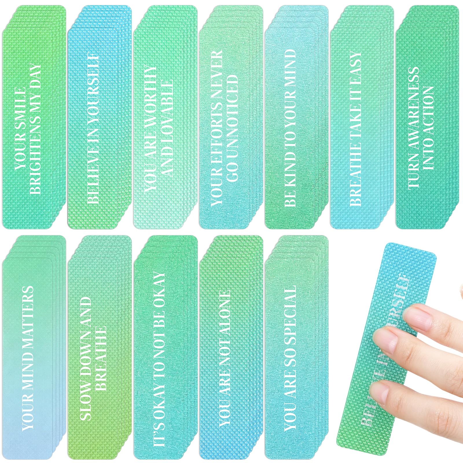 60 Pcs Mental Health Awareness Anxiety Sensory Stickers Bulk, Calming Textured Fidget Strips for Adults Stress Relief Tactile Sensory Tape for Desk Phone School Office Anti-Anxiety