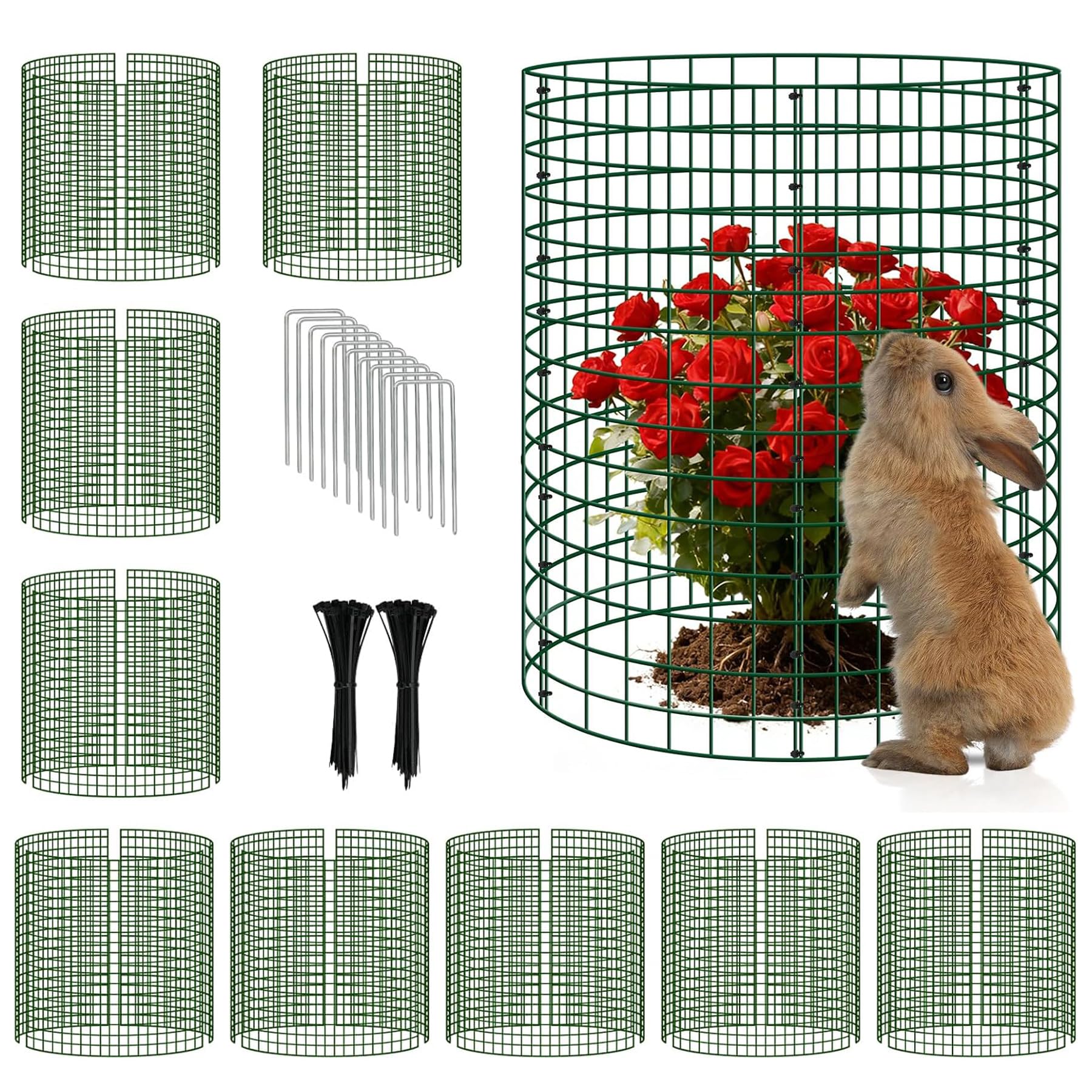 Lot de 10 Cage à Plantes Contre Animaux, 30x30 cm protecteurs de Plantes Contre Les Animaux, Grillage de Protection pour Plantes Fleurs légumes (30 Pcs)