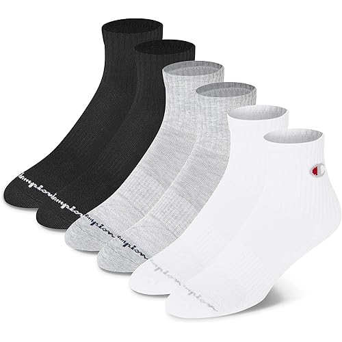 Champion Women's High Quarter Socks – 6-pack Cushioned Athletic Socks With Moisture-wicking, Arch Support (Size 5-9)