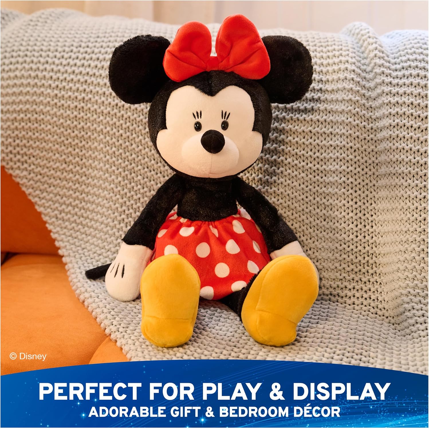 GUND Disney Official Minnie Mouse Toothpick Plush, Mickey and Friends, Disney Stuffed Animal for Ages 1 and Up, Black/White, 15”