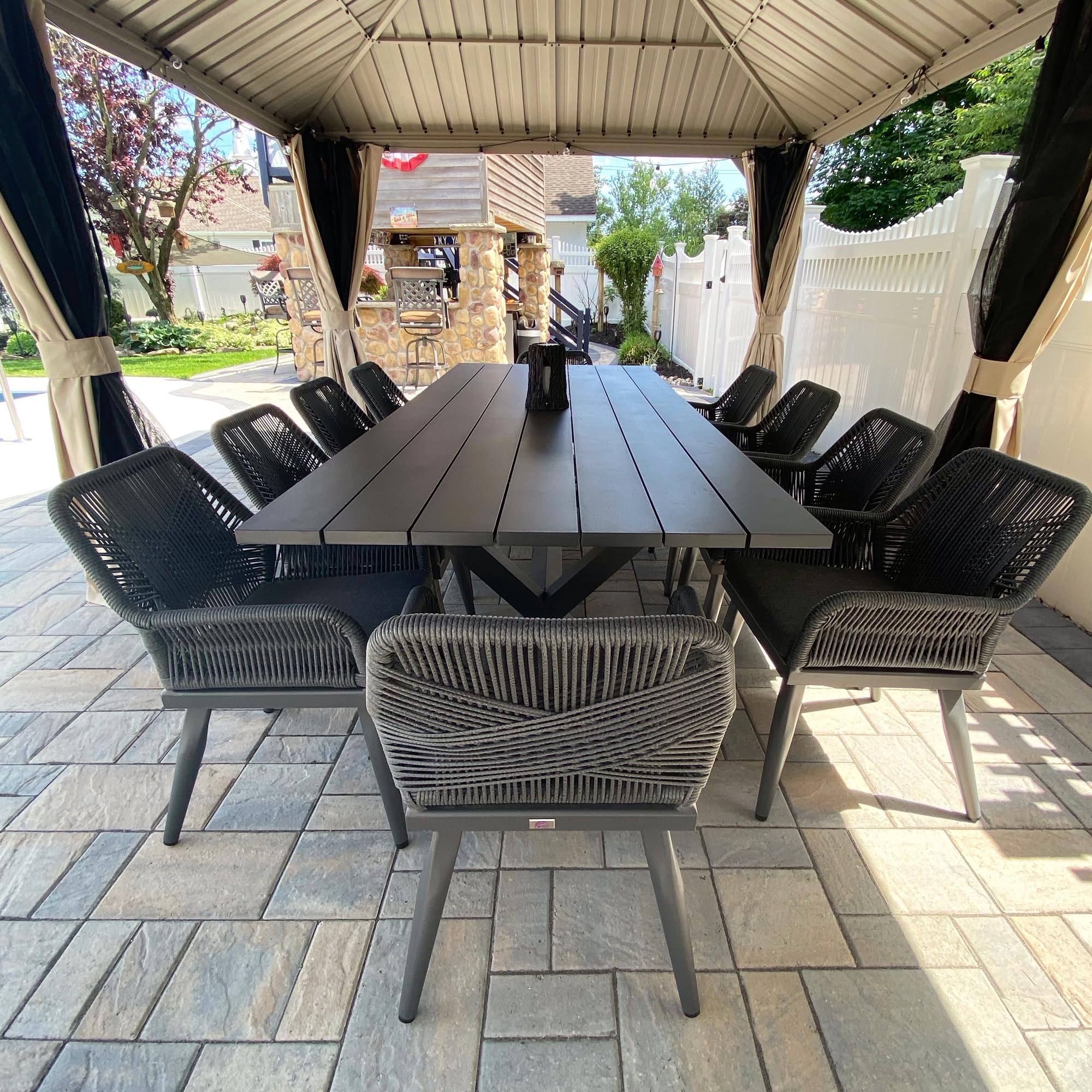 PURPLE LEAF Salon de Jardin Exterieur 10 Personnes Alu Assise Confortable | Entretien facile, Séchage rapide, Installation rapide, Ensemble table et chaises de jardin, Coussins inclus, Respirant, Patio