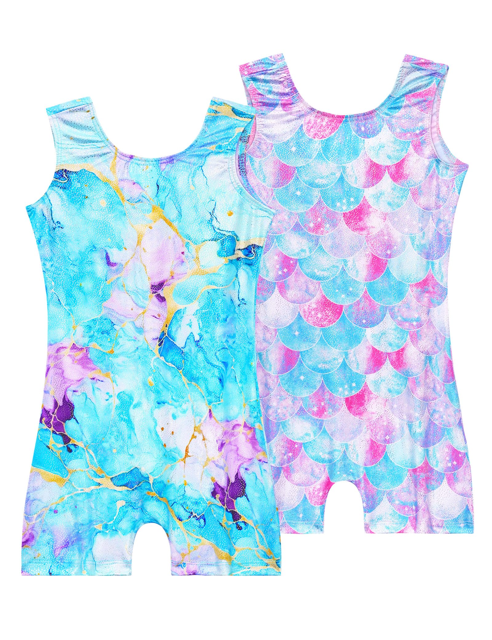 2 Pack Leotard for Girls Gymnastics Sparkly Sleeveless Unitards