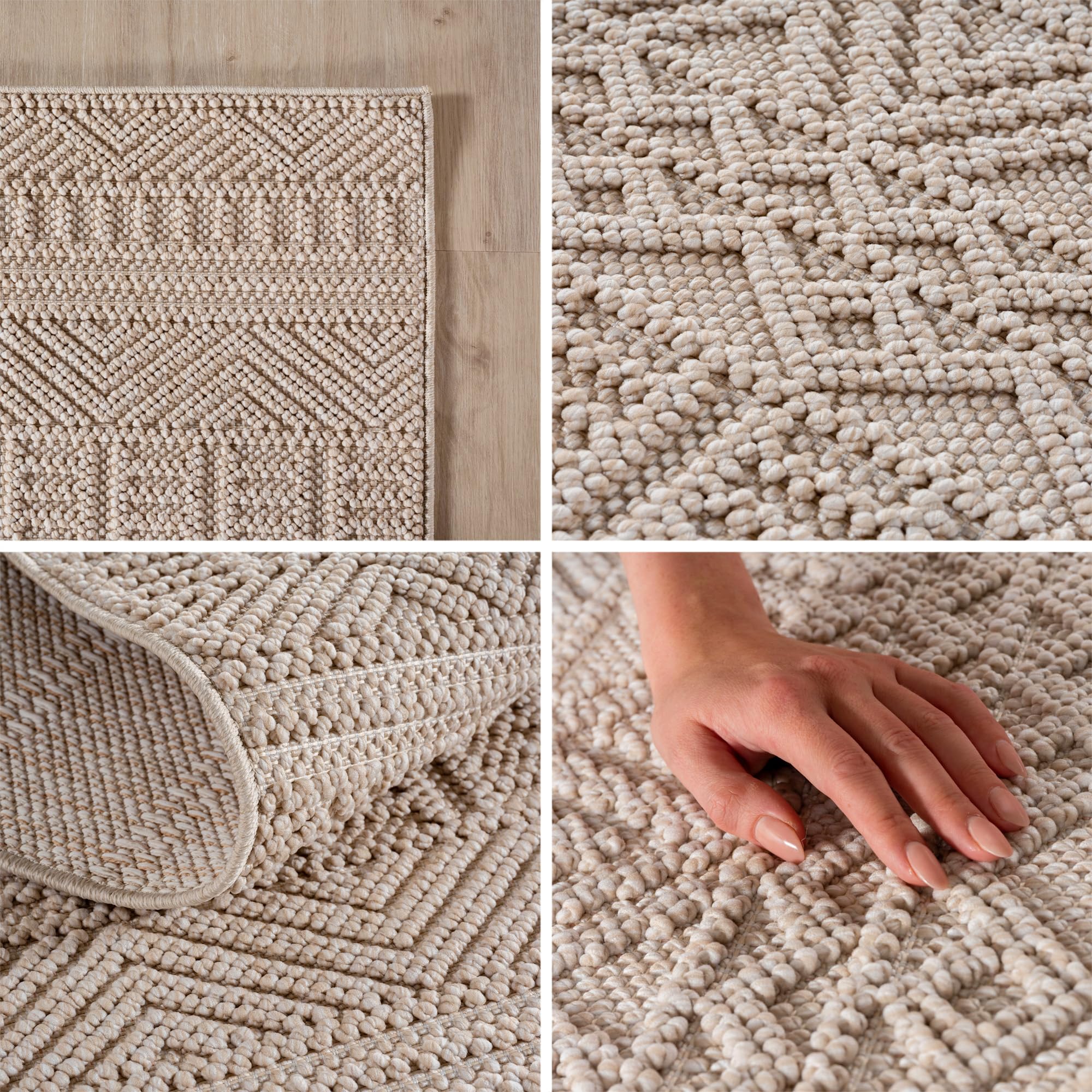 Carpetsale24 Tapis Couloir 80x250 cm Beige Design Vintage Bouclé Boucles Style Scandinave Doux Résistant Facile à Nettoyer Tapis Moderne pour Entrée Couloir Chambre