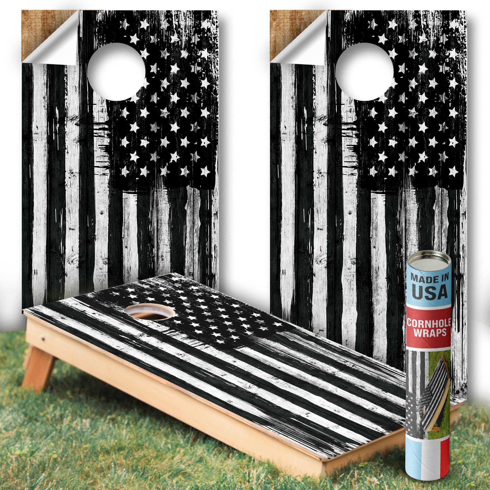 The Original Cornhole Board Wraps - [24.5" x 48.5", 2 Pack] USA-Made, Vinyl Decal Skins for Corn Hole - Easy to Apply, Durable Quality for Indoor & Outdoor Use