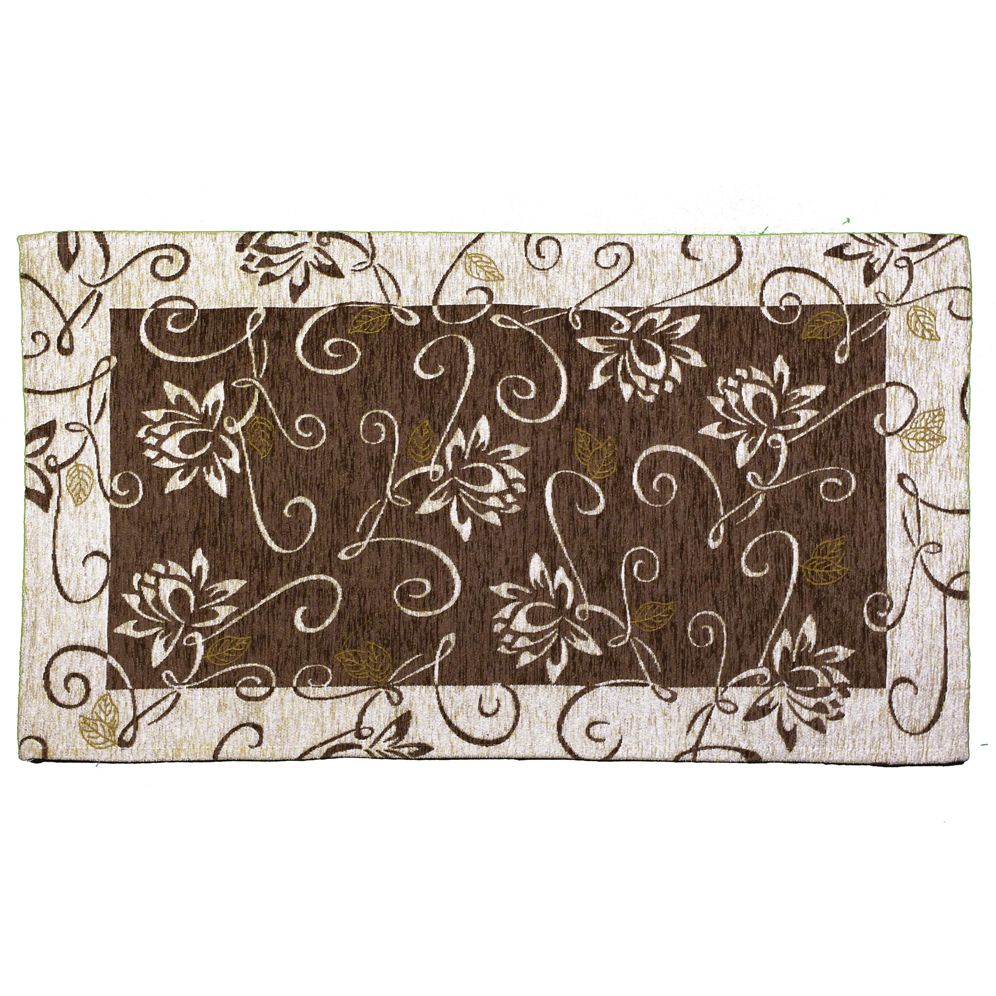 Floori Tappeto Arredo Ninfea Fiori Colori Moderni Arredo Salotto Camera Passatoia Cucina Con Antiscivolo Made in Italy (Marrone Fondente, 65x220 cm)