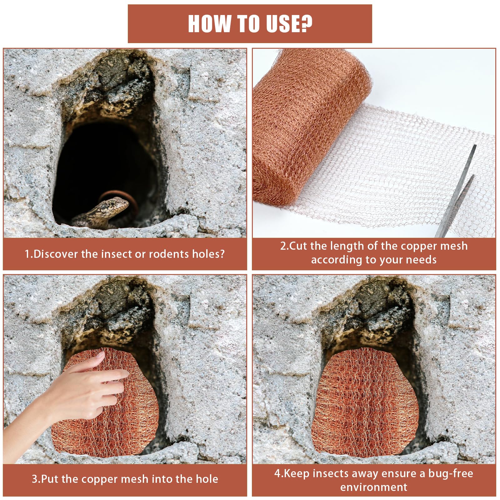 DARENYI Pure Copper Mesh 12m/39 Feet Copper Mesh Slug Repellent uk for Rodent Control Gap Blockage, Fabric Hole Blockage, Gardening - Image 4