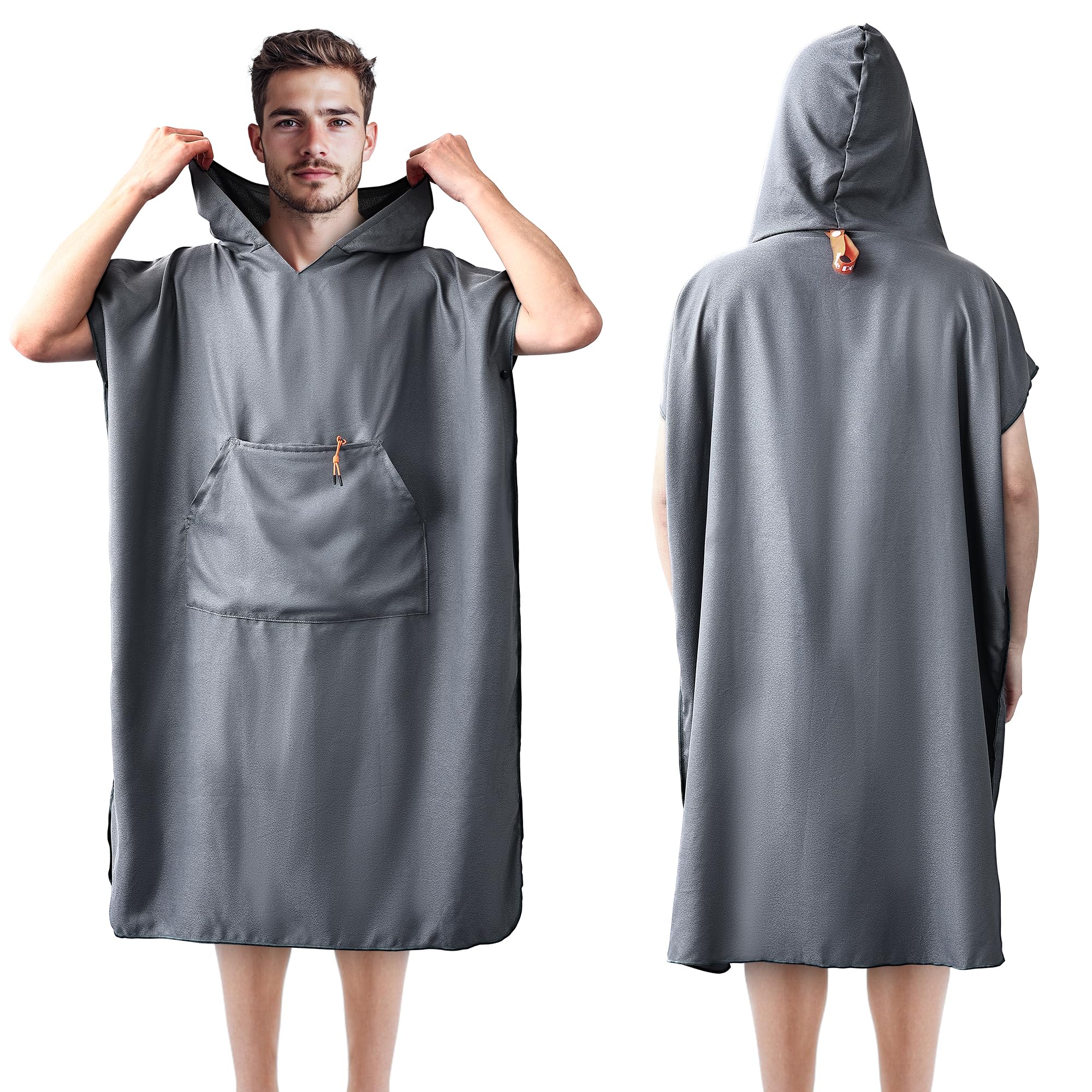 Mikrofaser Badeponcho Damen & Herren, Umziehhilfe & Handtuch zugleich, Schnelltrocknendes Surfponcho, Ultraleicht & Kompakt – Ideal für Strand, Reisen, Surfen, Camping, Schwimmen & Sauna