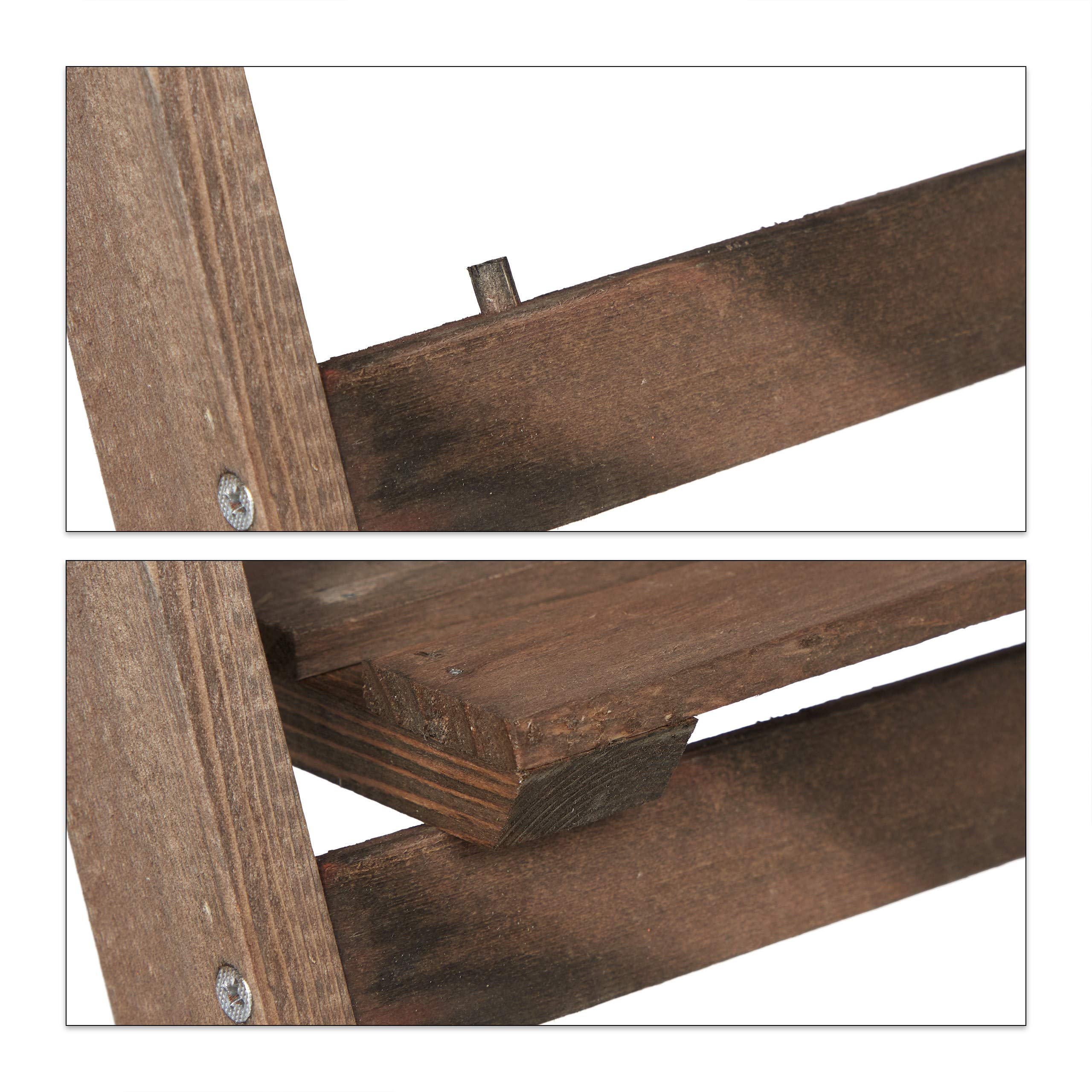 Relaxdays Blumentreppe, 2-stufig, Blumenleiter Holz, klappbar, Leiterregal Pflanzen, HBT: 51,5 x 41 x 24 cm, dunkelbraun