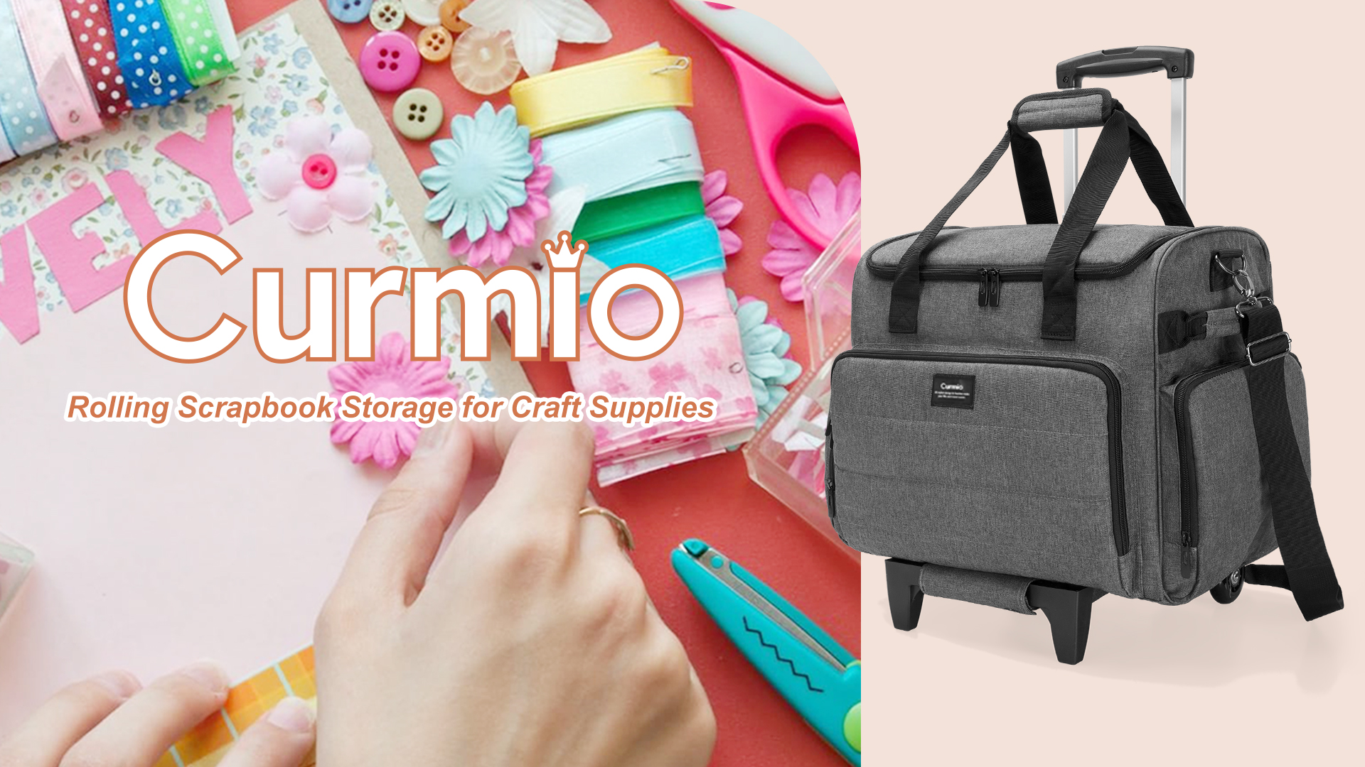 Amazon.com: CURMIO Rolling Scrapbook Tote with Wheel, Craft