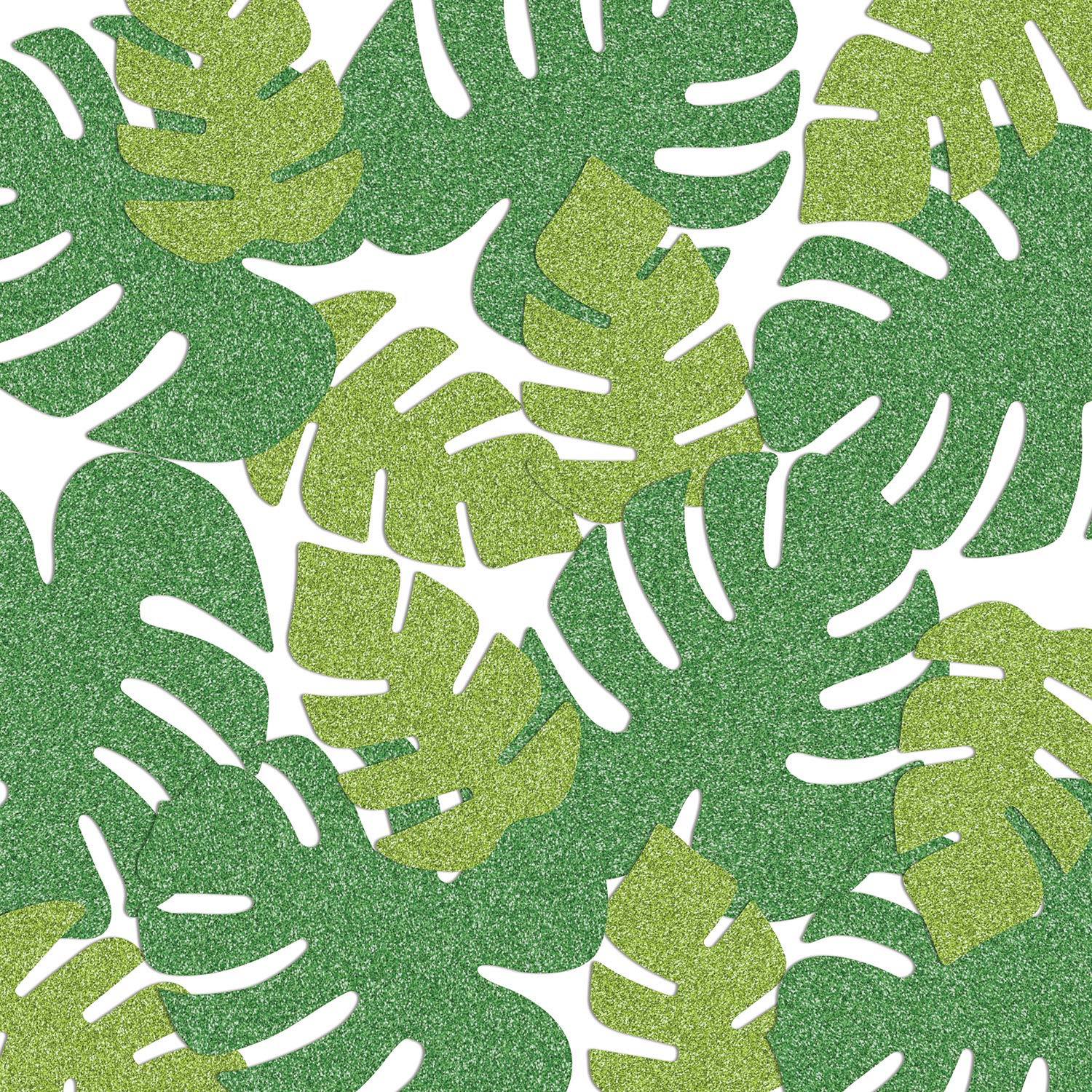 Beistle 53781 1.5 Ounces Sparkly Tropical Monstera Palm Leaf Paper Confetti Tischdekoration mit Hawaii-Motiv, für Geburtstage, Junggesellinnenabschiede, Hochzeiten, Luau-Partys, Papier, Grün/Hellgrün