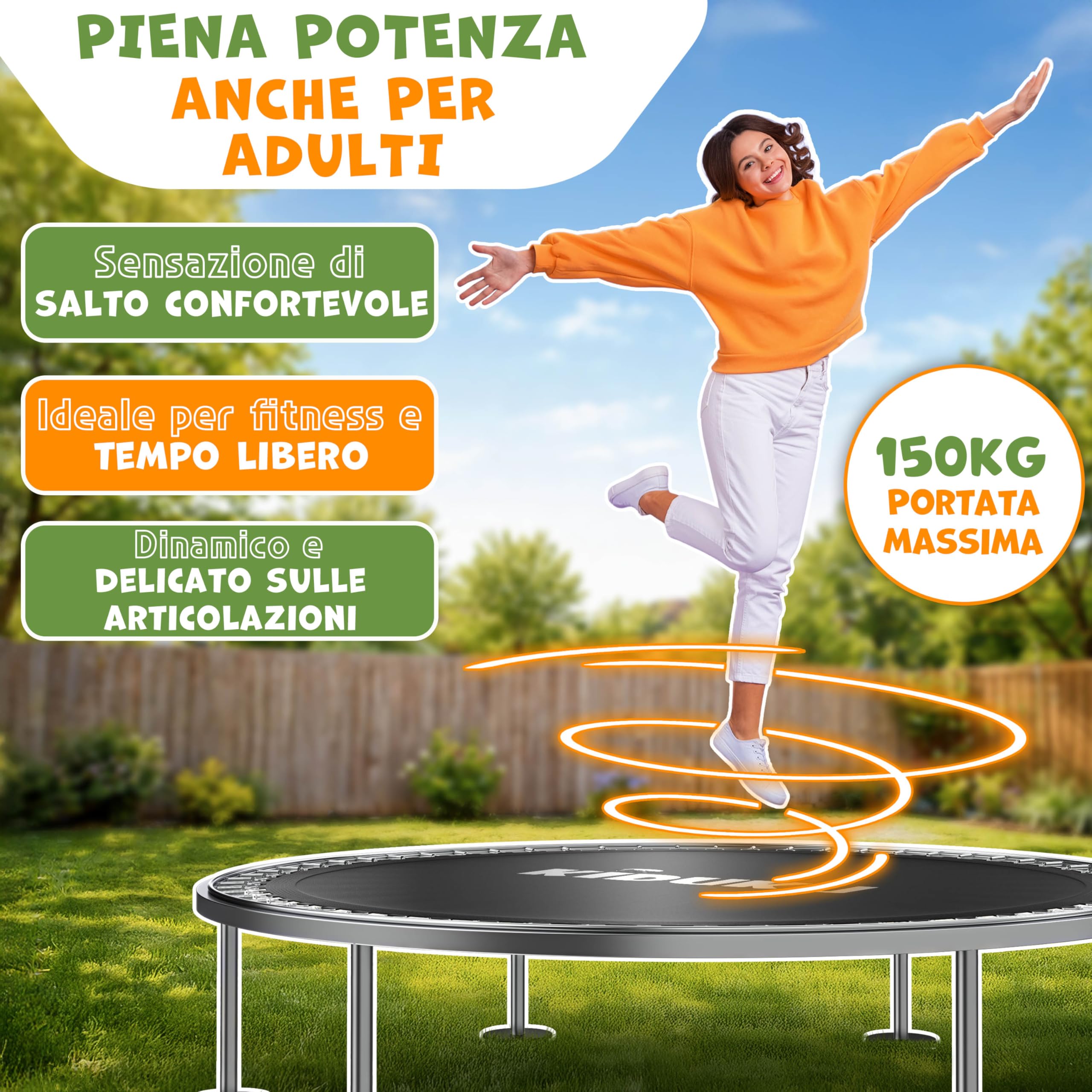 KIDUKU Trampolino elastico Ø 244 305 366 427 cm | tappetino di ricambio 48 – 96 occhielli resistenti ai raggi UV e alle intemperie | accessori tappetino di ricambio per trampolino da giardino | panno