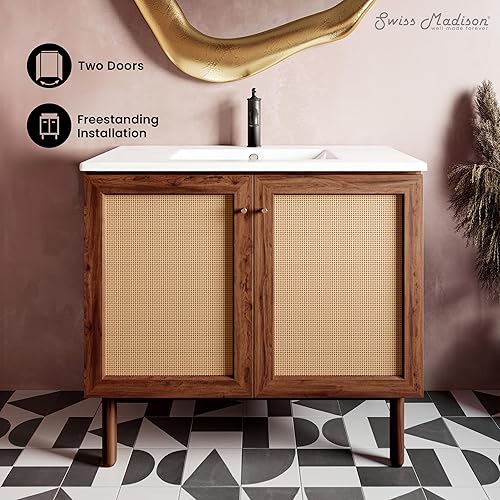 Vista 253 de Swiss Madison Classe - Lavabo de baño de roble de 24 pulgadas incluido