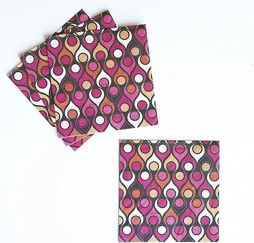 Miniatura 3 de Servilleta de cóctel moderna Circle in Teardrop de mediados de siglo  Servilleta retro geométrica de ondas para bebidas para el día de la madre