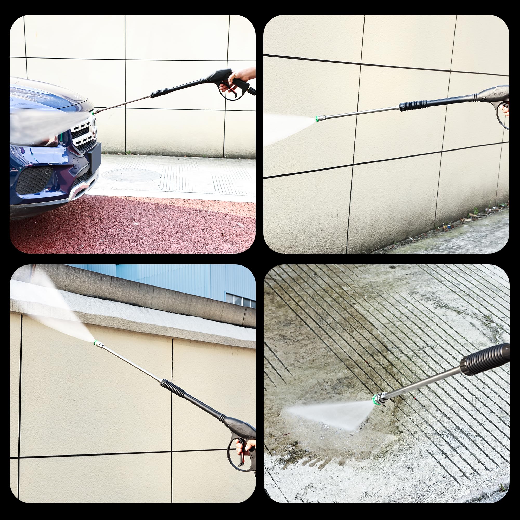 FENG PAI - Pistola de lavado a presión con varilla de extensión de 38,1 cm y manguera de 7,6 m, 5 puntas de boquilla de conexión rápida, repuesto de manguera y varilla para lavadora a presión, racor