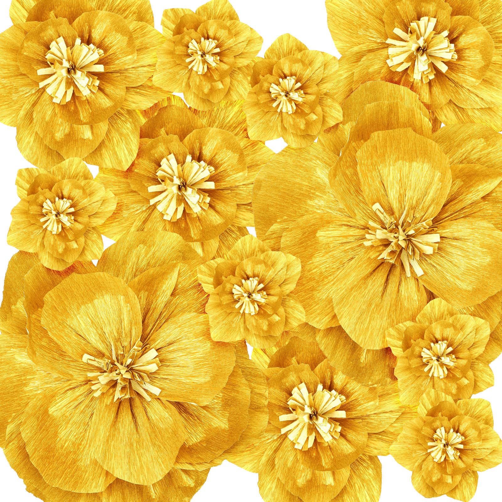 Photo 1 of Humyoun 12 Pcs Giant Paper Flowers Artificial Large Gold