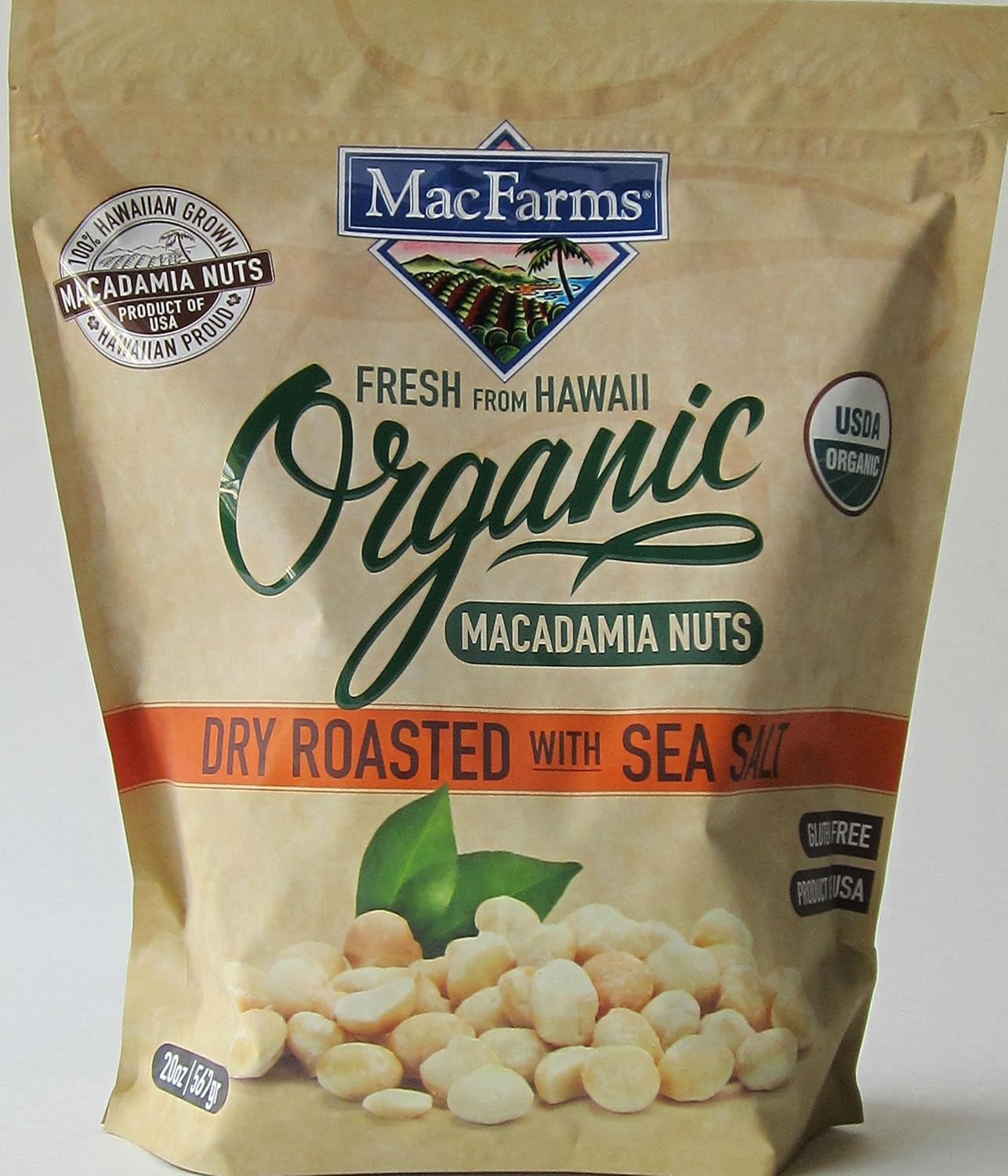 MacFarms Organic Dry Roasted Macadamia Nuts with Sea Salt
