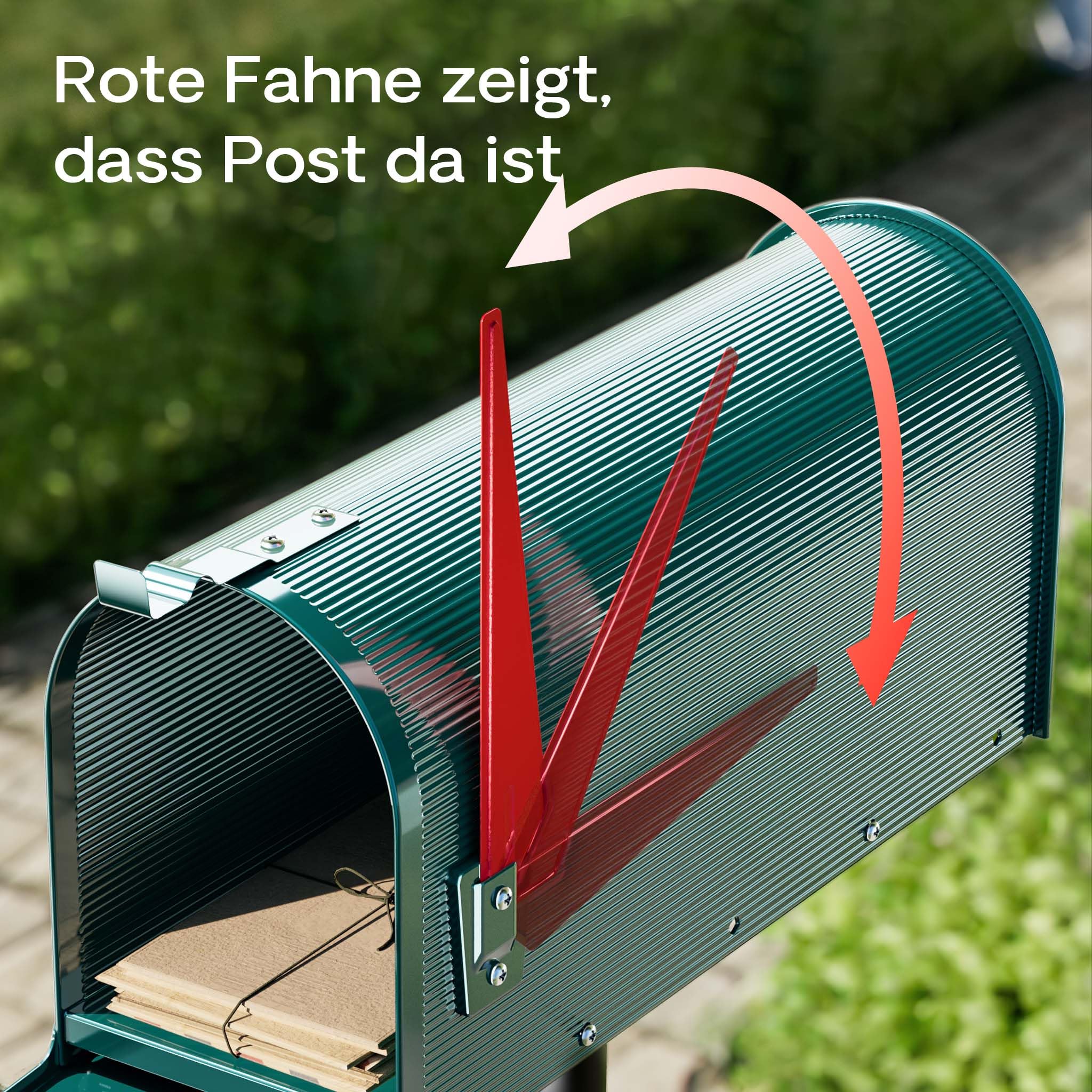 Wiltec US Mailbox grün 150 x 513 x 223 mm, amerikanischer Briefkasten mit Fahne, Wandbriefkasten oder Standbriefkasten Stahl amerikanisches Design