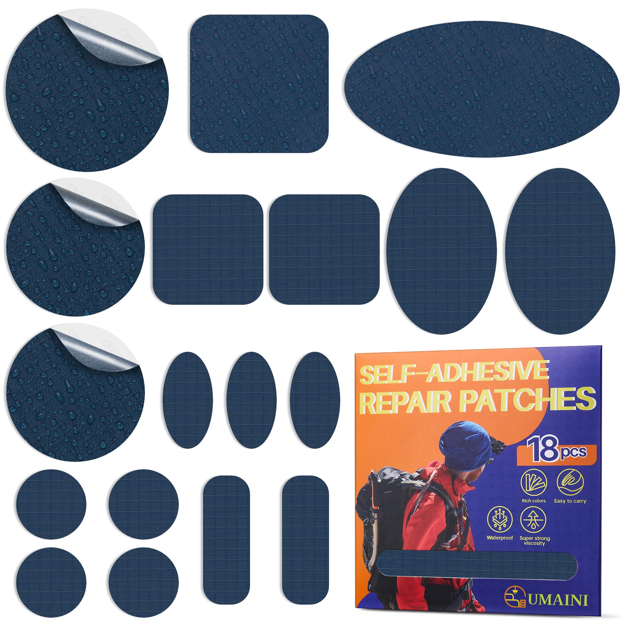 Umaini Down Jacket Repair Patch Kit Dark Blue