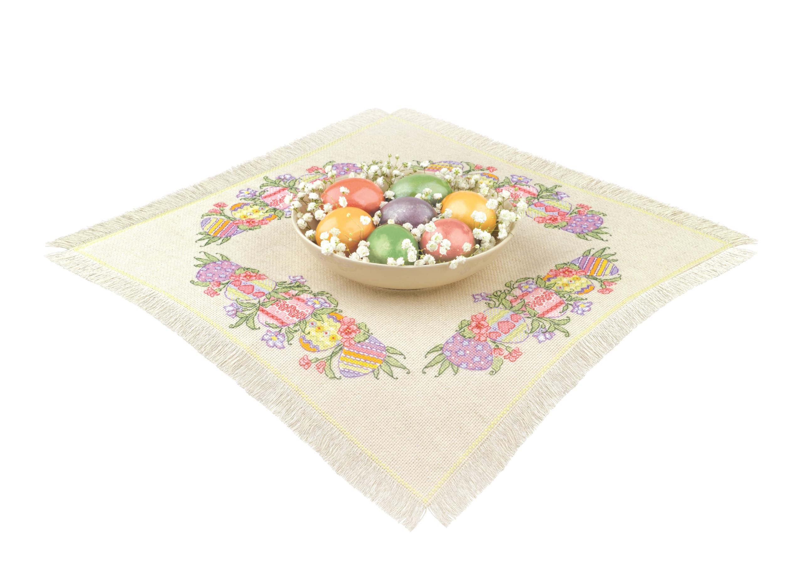 RIOLIS - Table Topper/Pannel Easter Joy 2322, Cross Stitch Kits, Cross Stitch Kits for Beginners & Advanced, Crossstitching Kit Adult, Embroidery Counted Stitching Kit