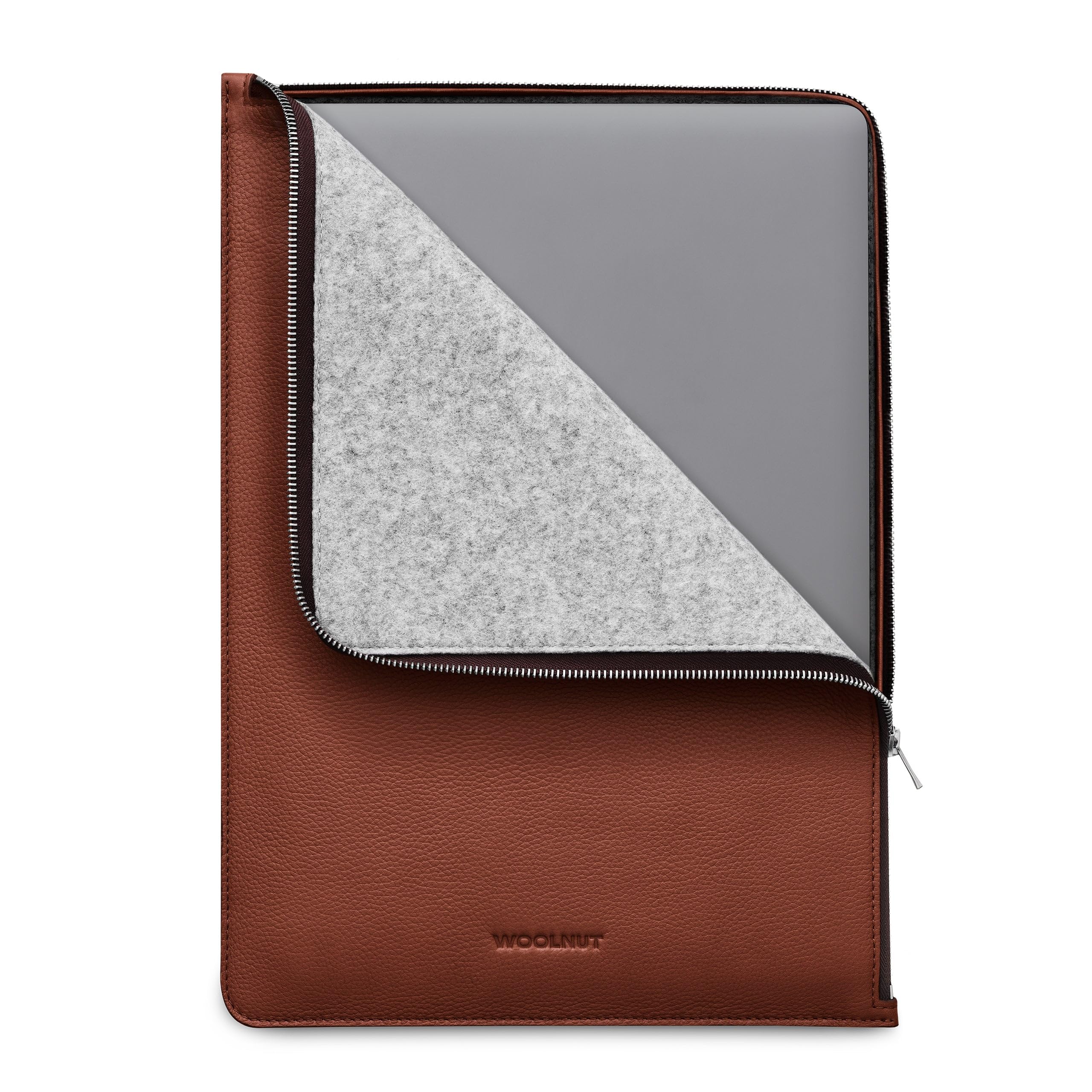 Funda MacBook Pro 16 de cuero tipo libro Woolnut con interior de fieltro de lana 7