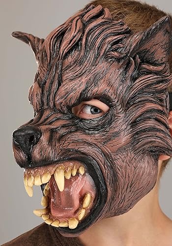 Miniatura 5 de Fun Costumes Máscaras inmortales de látex de lobo marrón, máscara de Halloween para adultos, máscara de hombre lobo aterradora para disfraz de