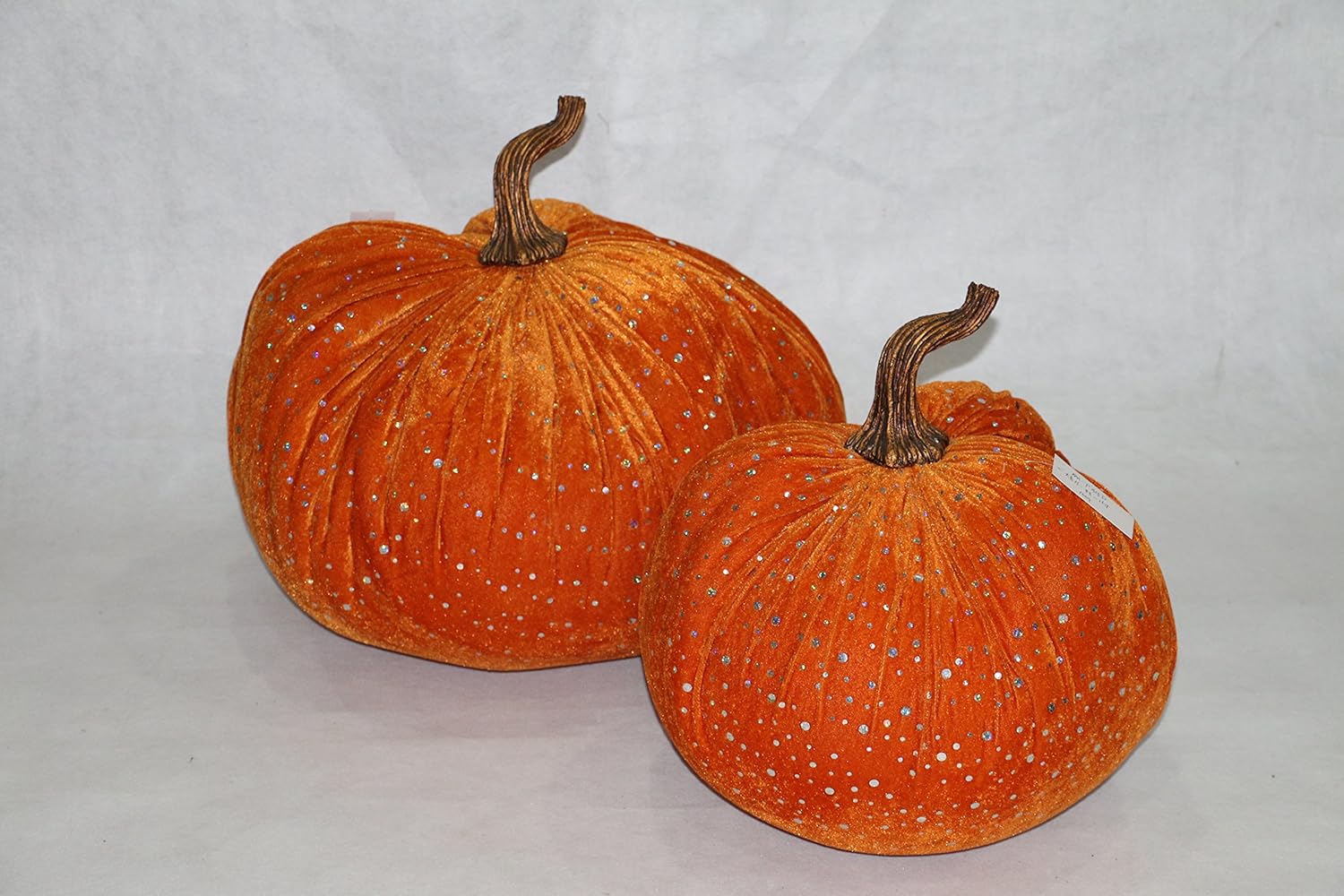 RGstyle Modern, Chic and Fun, Great for Seasonal Home Décor 20" with Bling Bling Sequins Accented Velvet Orange Inflatable Pumpkin x 1 Piece