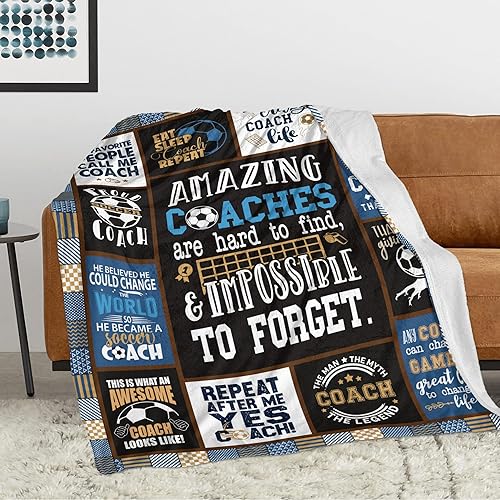 Miniatura 9 de Regalos de entrenador de fútbol para hombres, regalos para entrenadores de fútbol, manta de regalo de entrenador de fútbol de 60 x 50 pulgadas,