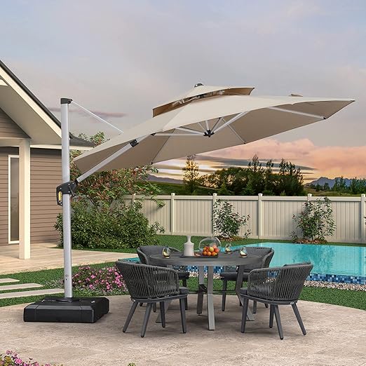 PURPLE LEAF 11 Feet Patio Umbrella Outdoor Round Umbrella Large Cantilever Umbrella