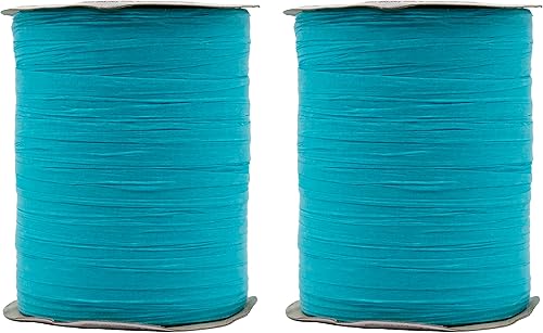 Paquete de 2 rollos de cinta de rafia de papel de 200 yardas para embalaje y decoración de papel kraft (aguamarina)