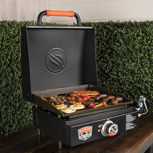 Miniatura 6 de Parrilla Blackstone de 17 pulgadas con capucha, parrilla de mesa para exteriores, parrilla de gas portátil de propano para acampar y parrilla de