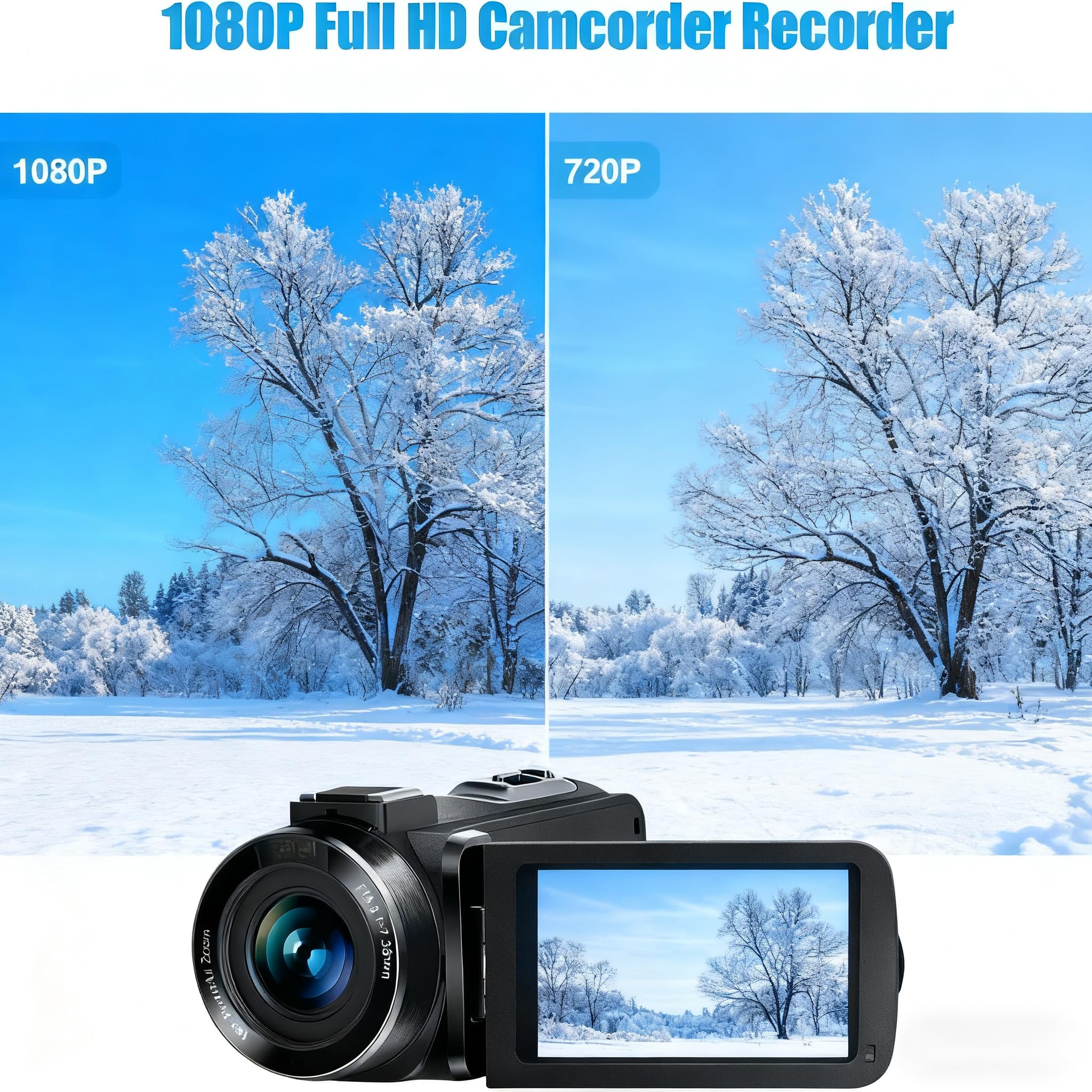 Videocámara 1080P Full HD 36MP 30FPS Visión Nocturna IR Cámara de Video Vlog para YouTube Zoom Digital 16x Pantalla IPS giratoria 270° de 3.0 pulgadas Videocámara Digital