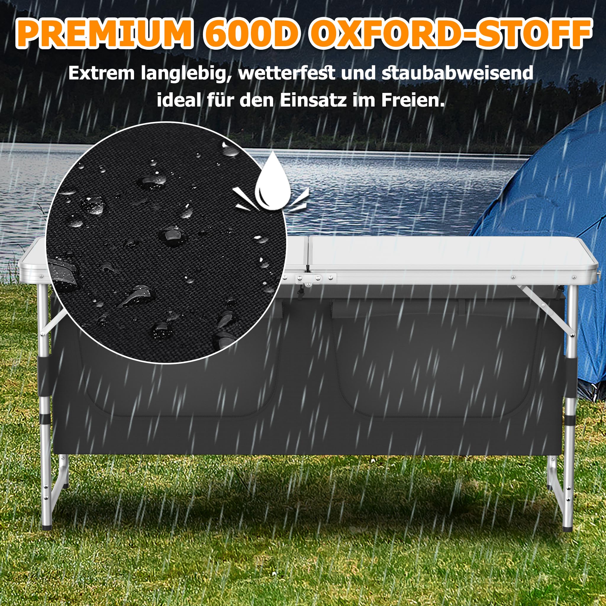 YRHome Campingküche Outdoor Camping Küche Campingschrank Reiseküche mit Aluminiumgestell Tragetasche Küchenbox Faltschrank Zeltschrank Stoffschrank faltbar Windschutz Modelle wählbar