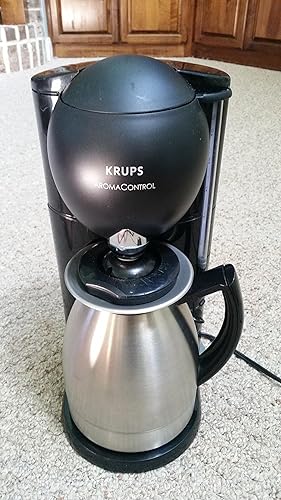 Krups 2294G aroma Control 10-cup Cafetera con jarra térmica color negro y acero inoxidable cepillado discontinued