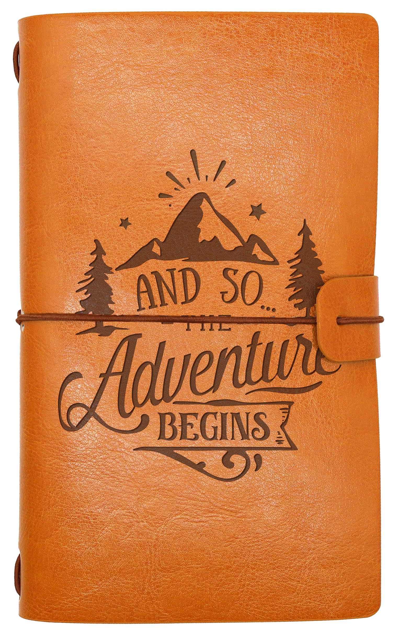 And So the Adventure Begins-Travel Memory Journal-Congra Retirement Promotion Wedding Graduation Gift-World Traveler Camper Keepsake-Adventure Awaits
