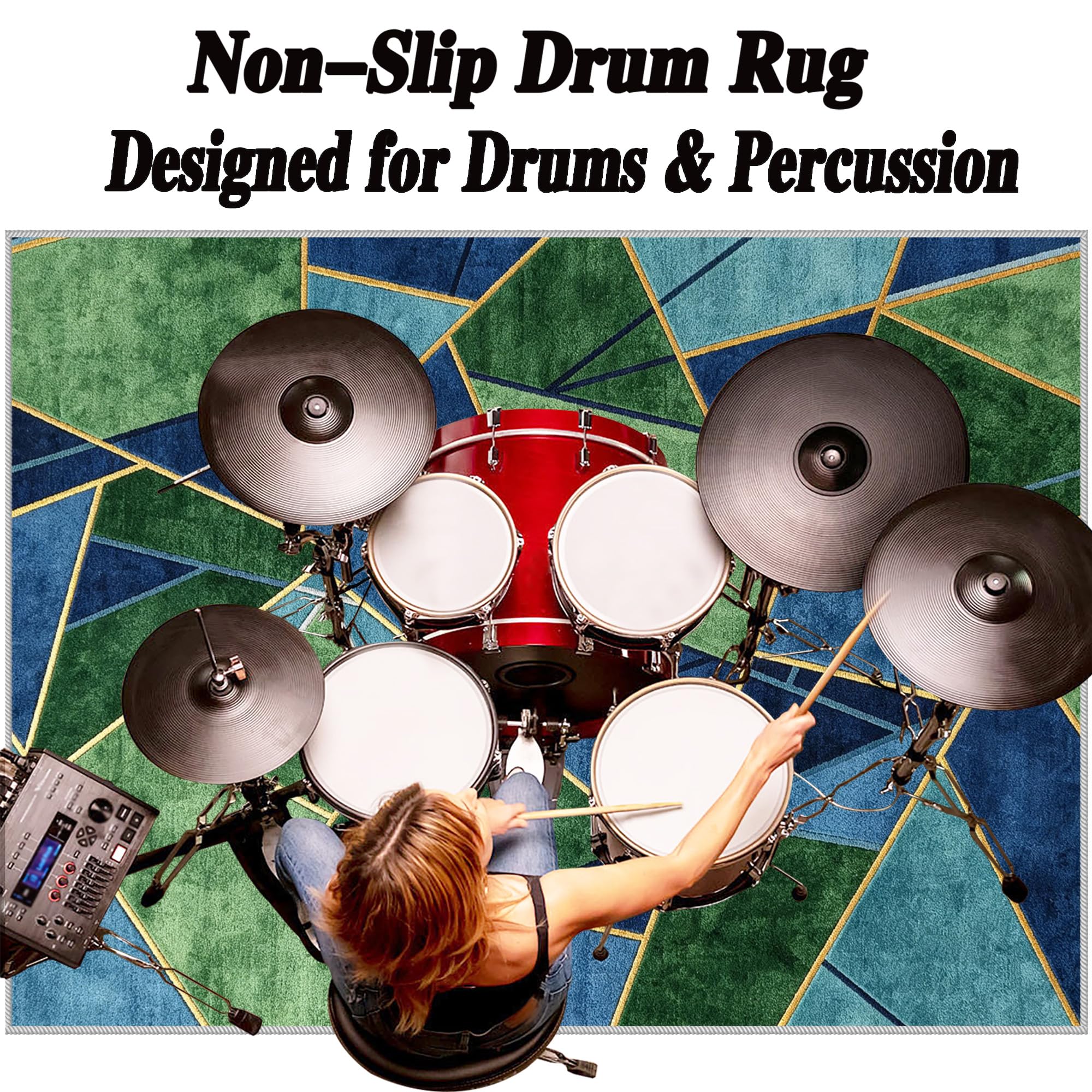 Trommelteppich Schlagzeugteppich schalldichte Matte, Schlagzeug Teppich Rutschfester Drum Teppich Schalldichte Matte für elektronische Drums, für Jazz-Bass-Drum-Set Trommelmatte 140 x 100 cm