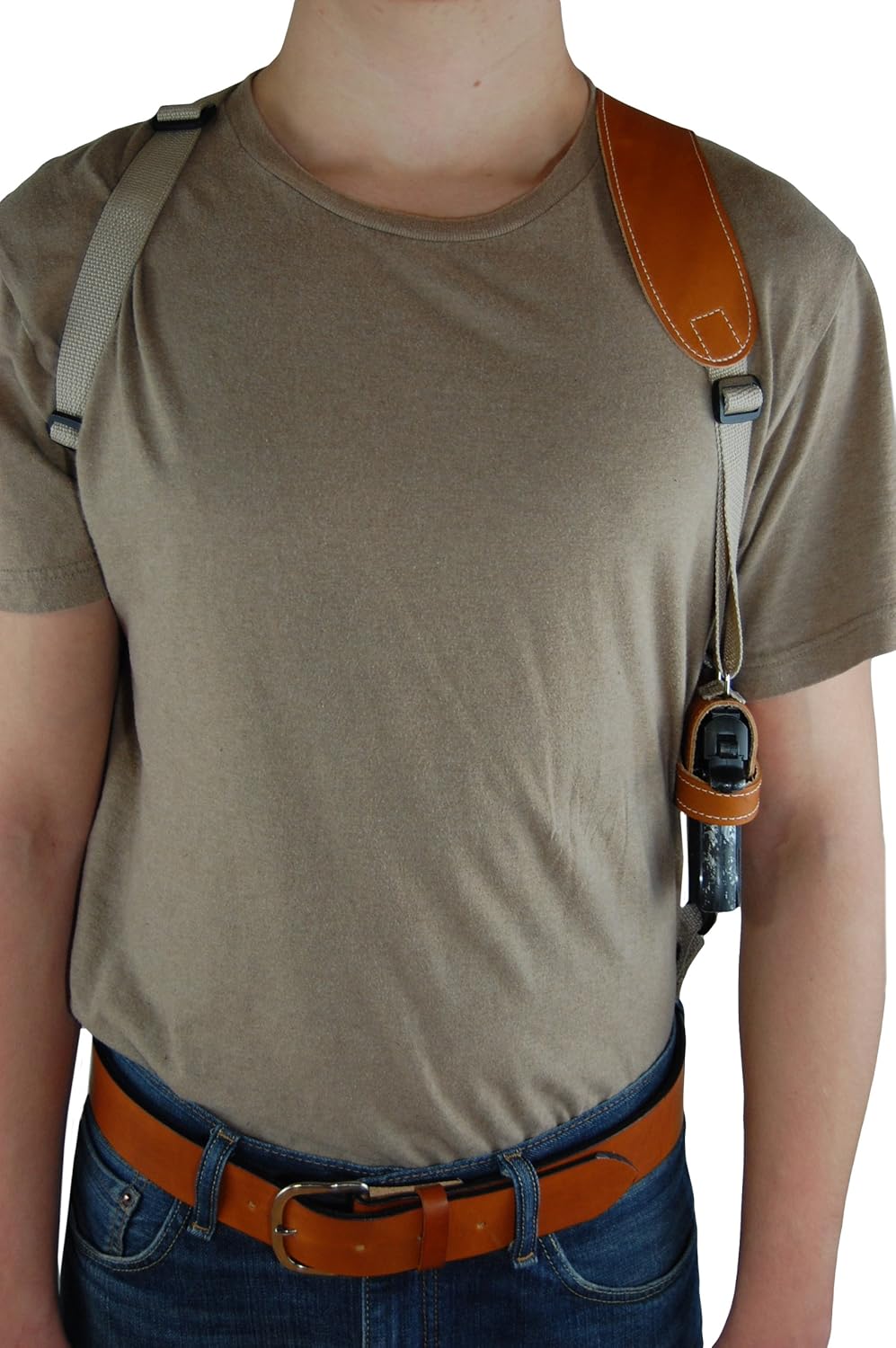 Barsony New Saddle Tan Leather Shoulder Holster for Mini-Pocket 22 25 .380 Pistols