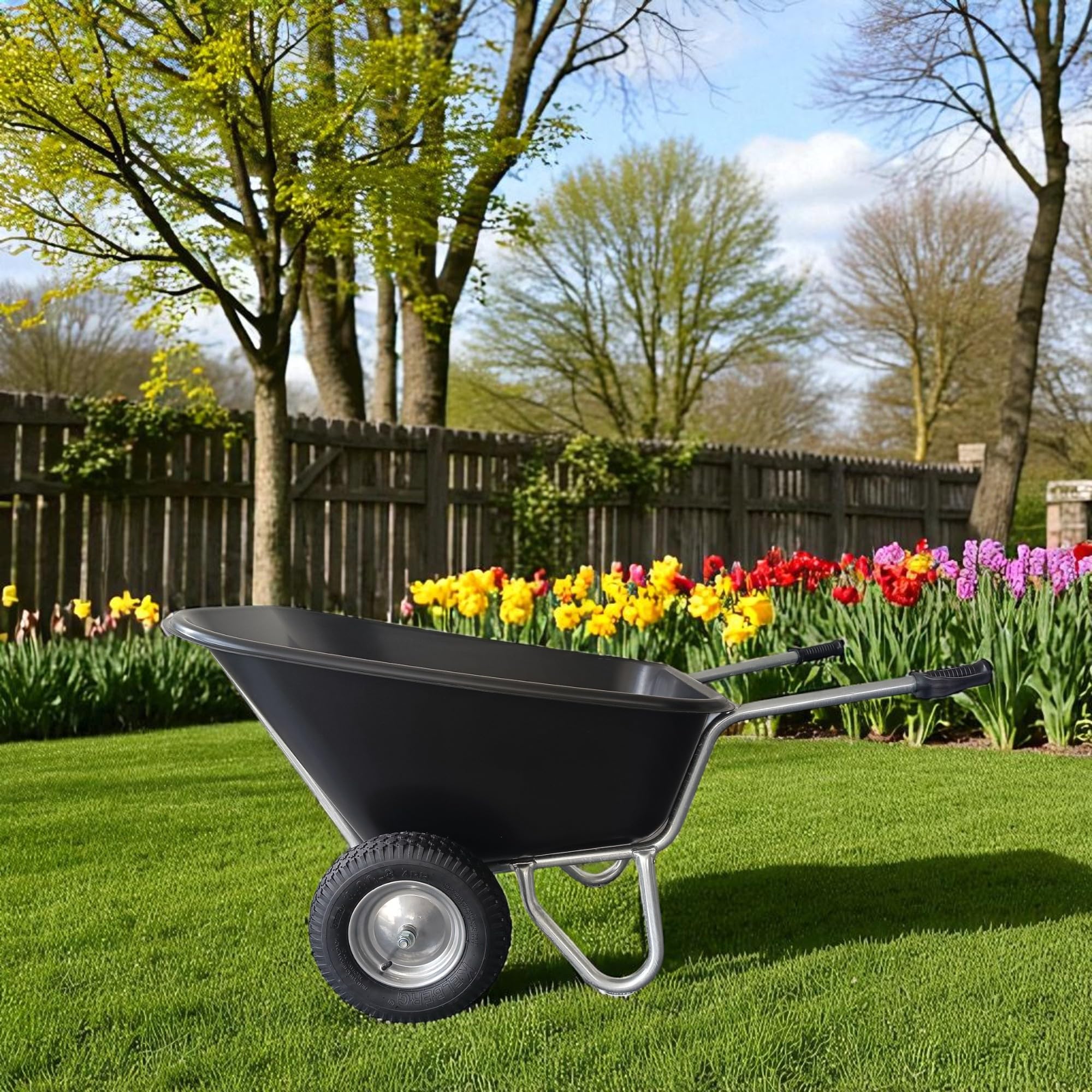 Schubkarre Agro 290L Schubkarre 290 Liter bis 250kg Luftreifen mit Stahlfelge verzinkt Garten Bauschubkarre Gartenschubkarre 2 Rad 400-8 Silber 4PR Luft