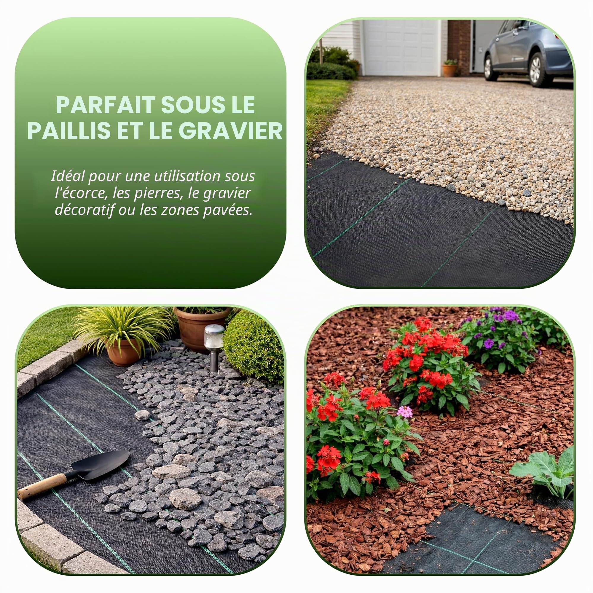 BÂCHE DE PAILLAGE GARDEN MILE® TRÈS RÉSISTANTE 2 M X 50 M, PROTECTION CONTRE LES MAUVAISES HERBES, TOILE DE PAILLAGE, MEMBRANE POUR JARDINS ET ALLÉES