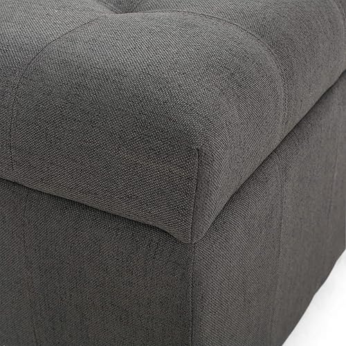 Miniatura 7 de Christopher Knight Home Hedda - Otomana de almacenamiento de tela capitoné, gris oscuro, marrón oscuro